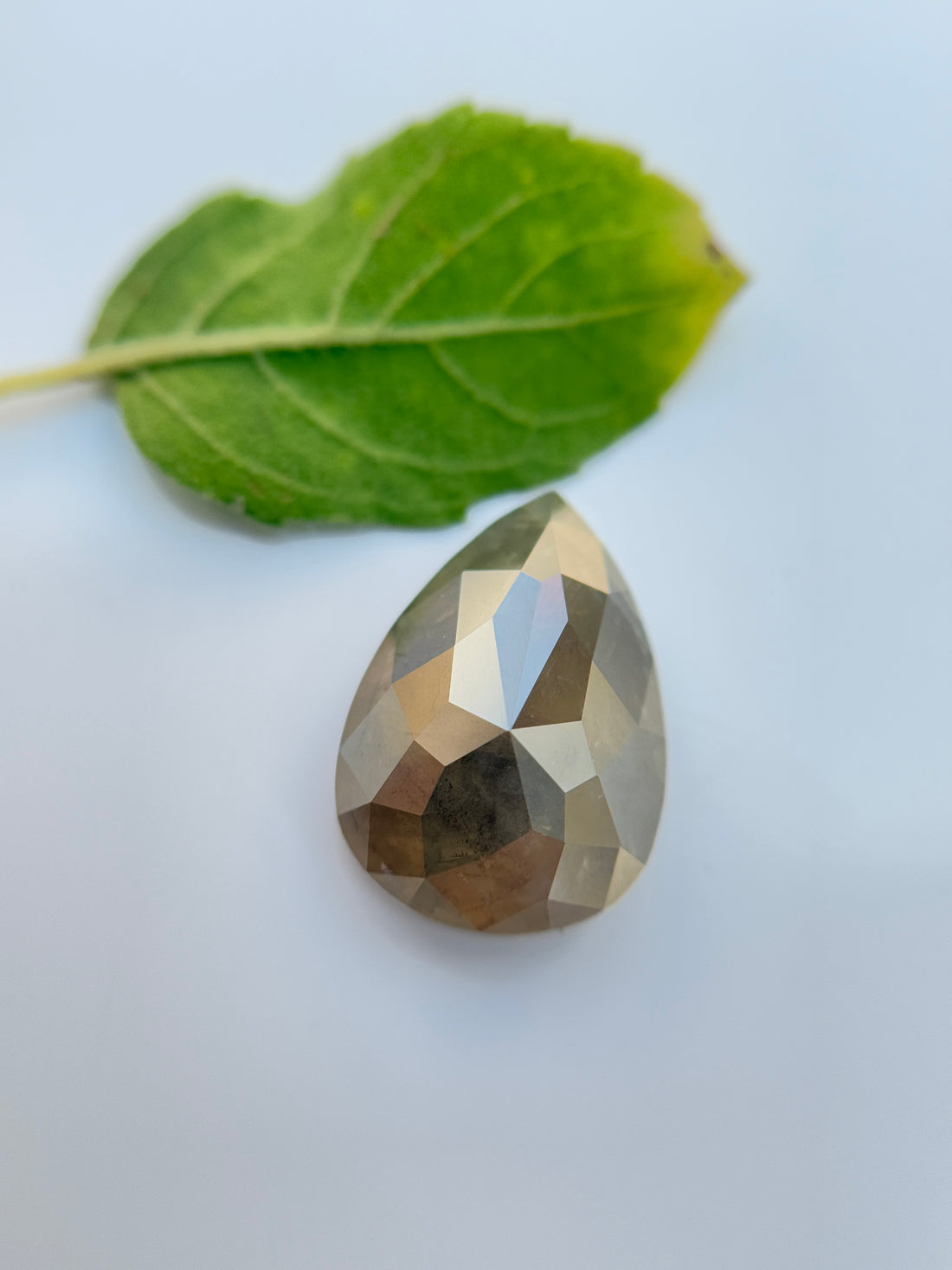 5.84 Ct Pear Rose Cut Grey Natural Salt and Pepper Diamond