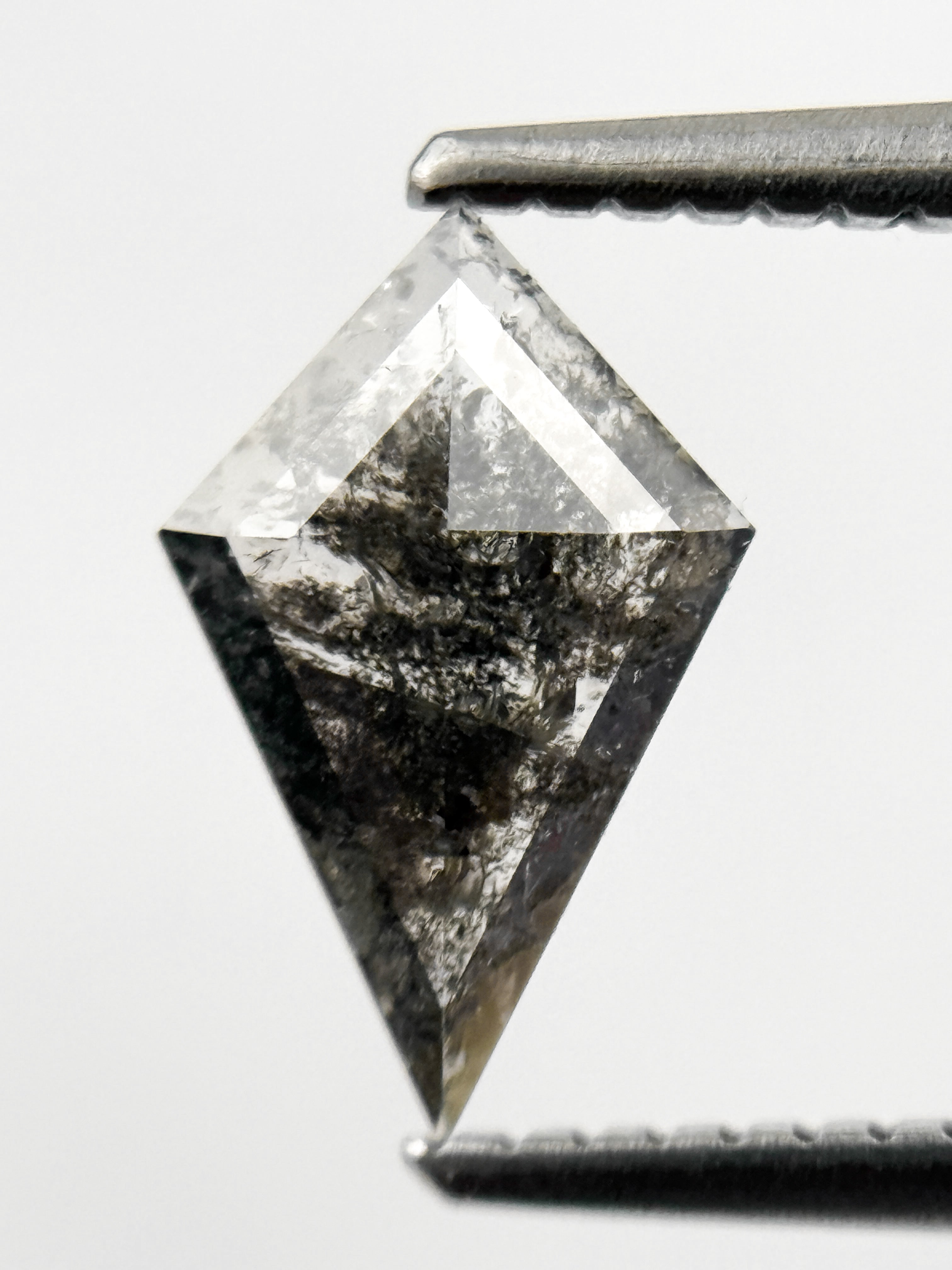 0.70 Ct Kite Rose Cut Grey Natural Salt and Pepper Diamond