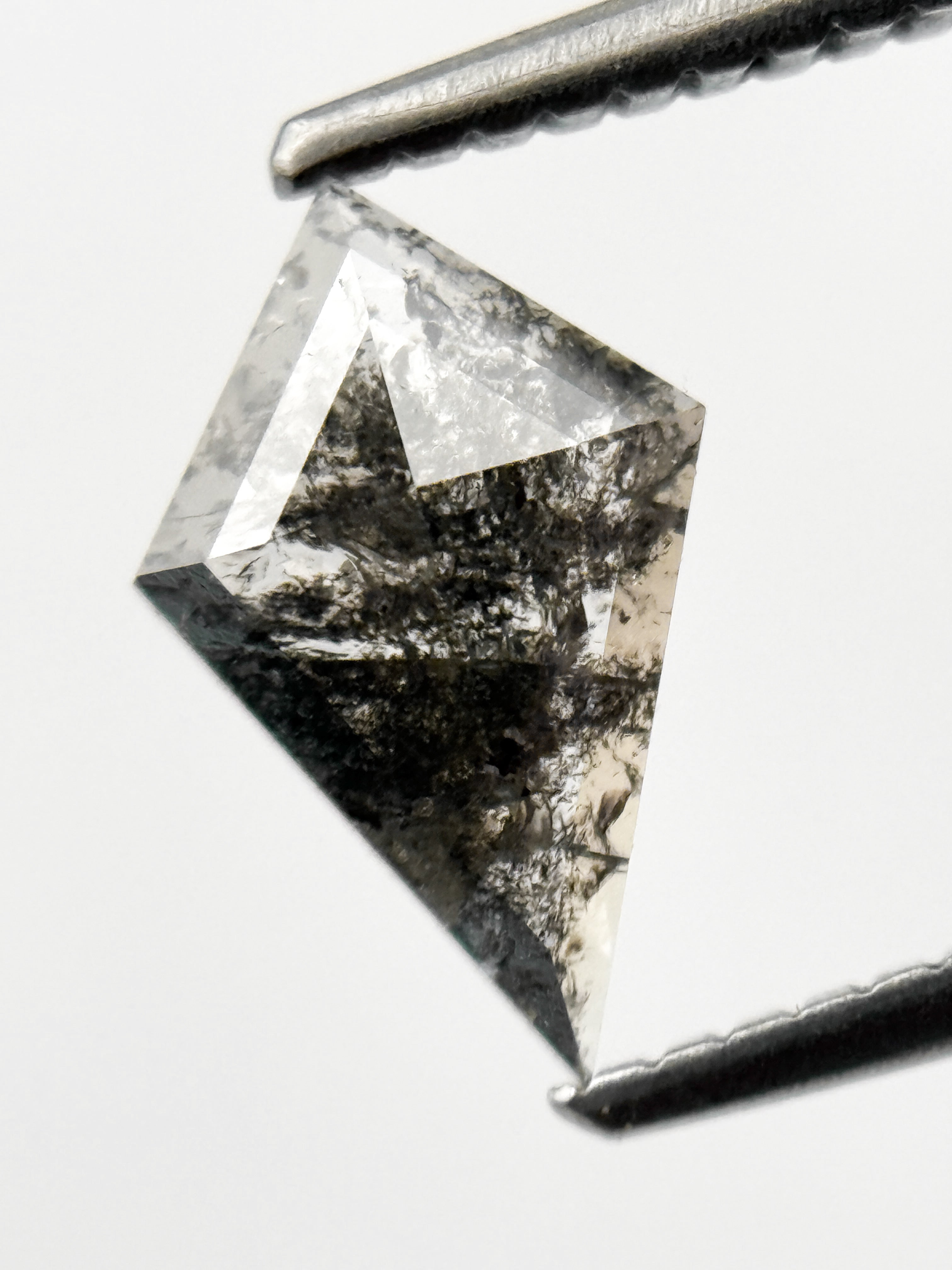 0.70 Ct Kite Rose Cut Grey Natural Salt and Pepper Diamond