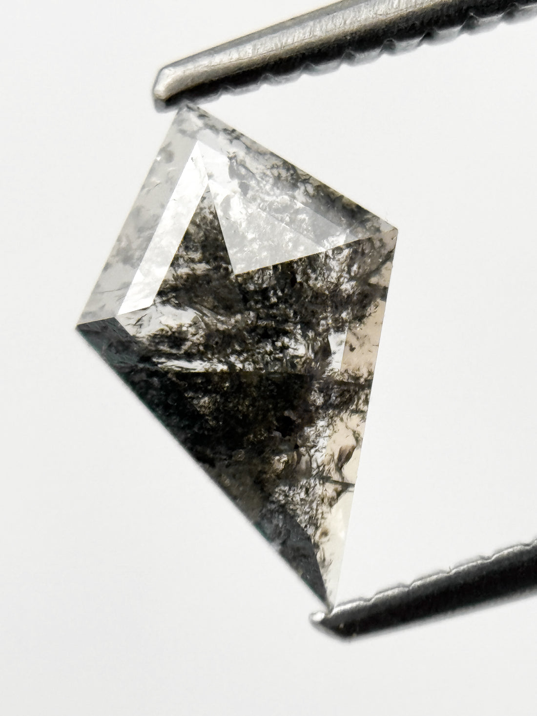 0.70 Ct Kite Rose Cut Grey Natural Salt and Pepper Diamond
