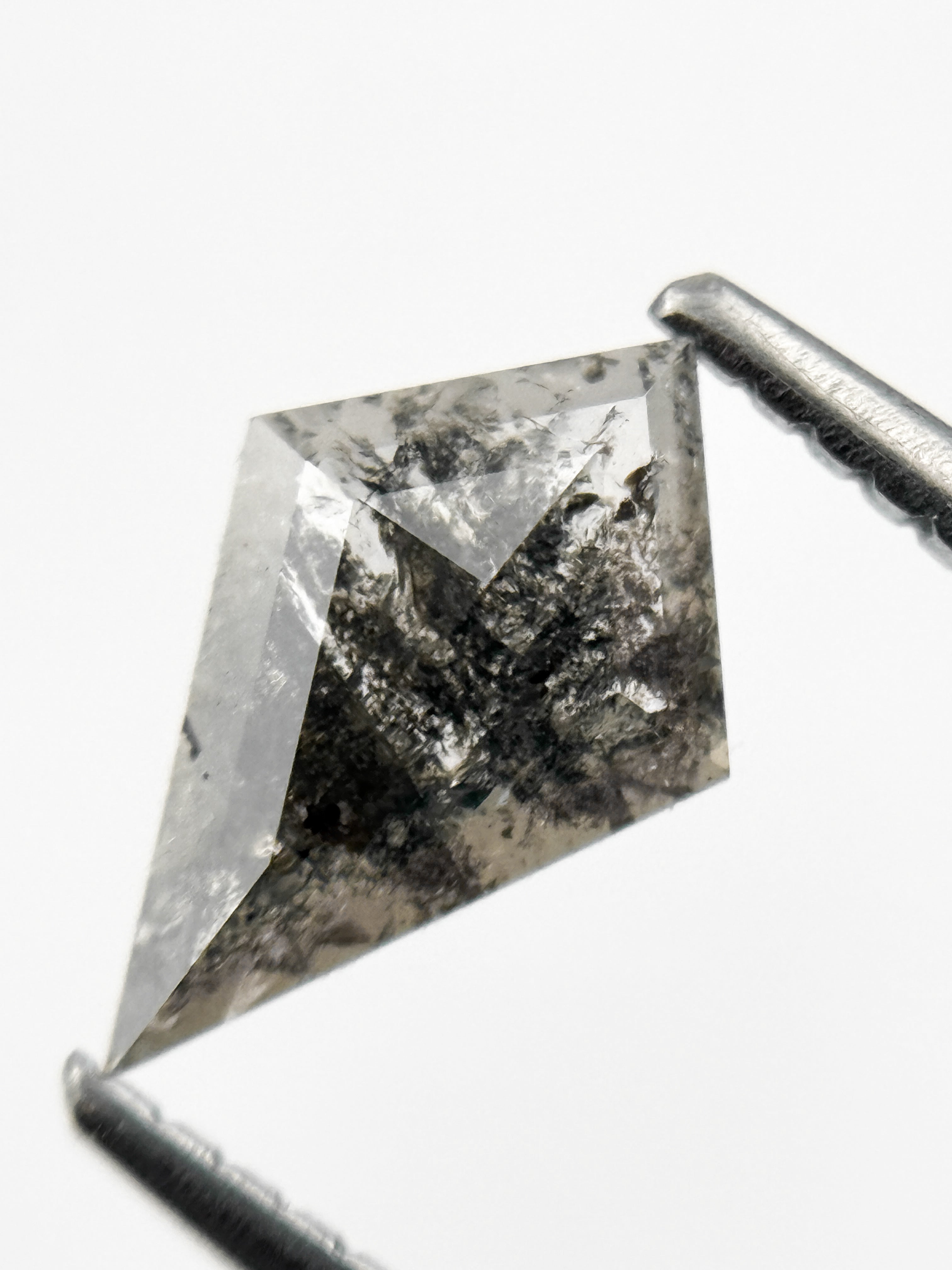 0.70 Ct Kite Rose Cut Grey Natural Salt and Pepper Diamond