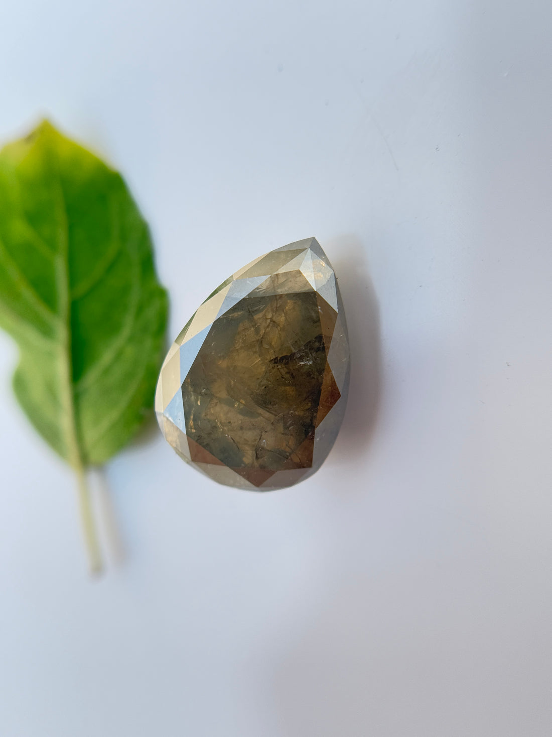 5.84 Ct Pear Rose Cut Grey Natural Salt and Pepper Diamond