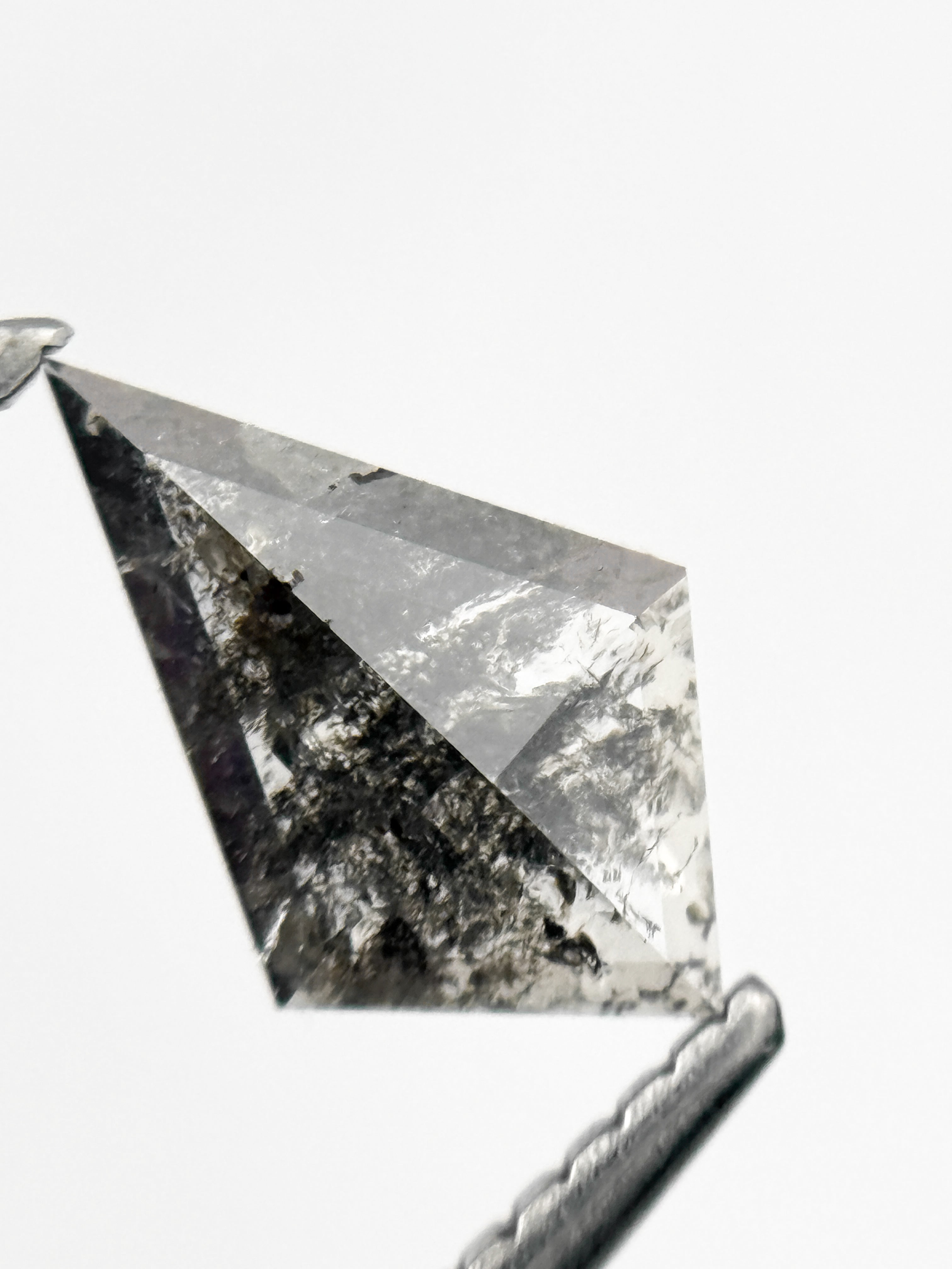0.70 Ct Kite Rose Cut Grey Natural Salt and Pepper Diamond