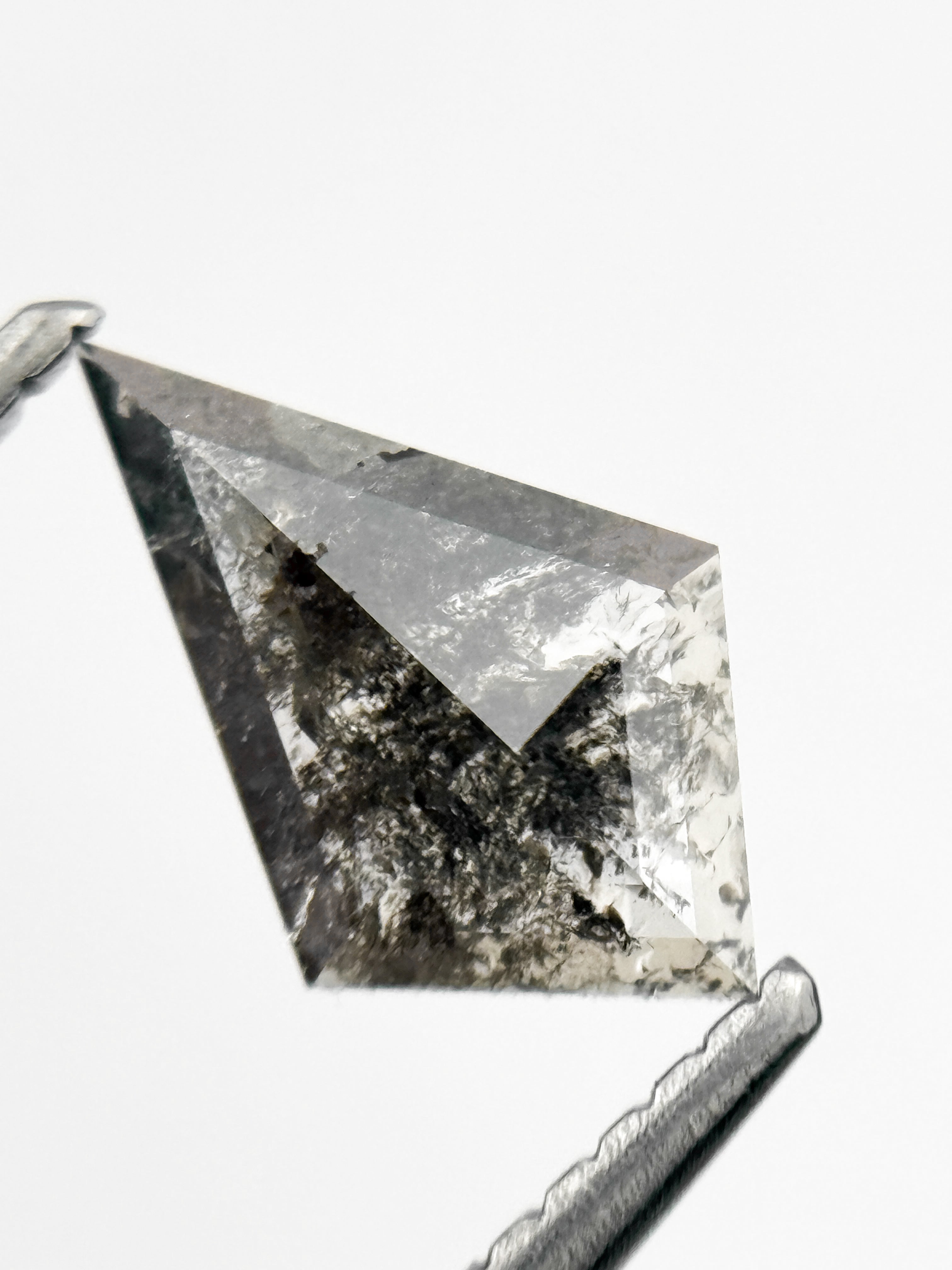 0.70 Ct Kite Rose Cut Grey Natural Salt and Pepper Diamond