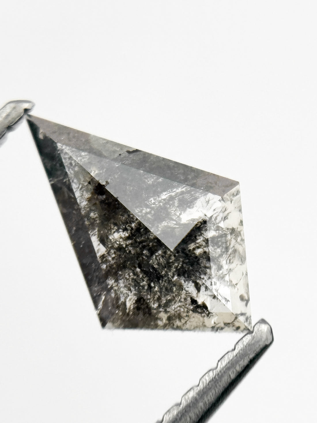 0.70 Ct Kite Rose Cut Grey Natural Salt and Pepper Diamond