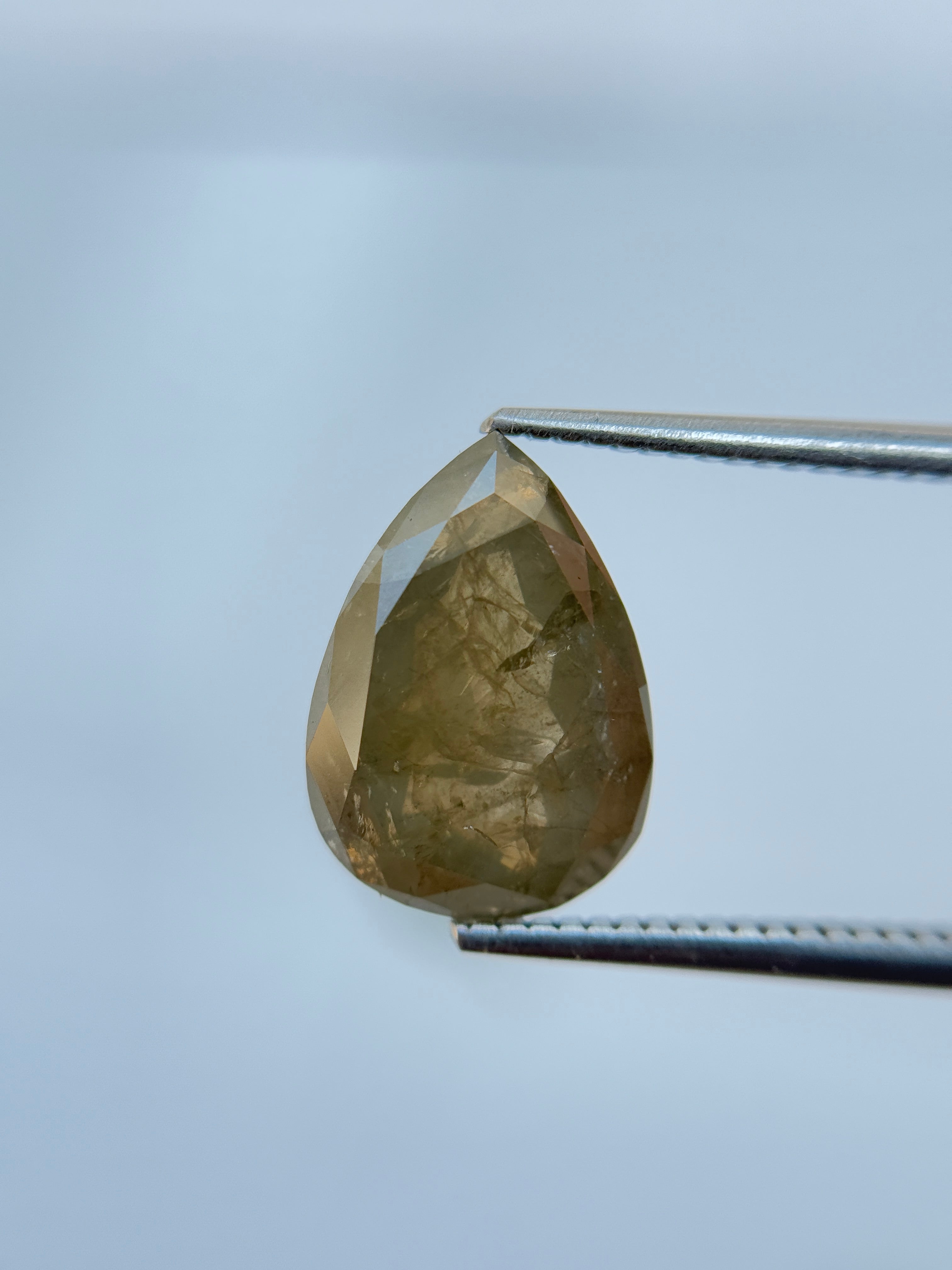5.84 Ct Pear Rose Cut Grey Natural Salt and Pepper Diamond