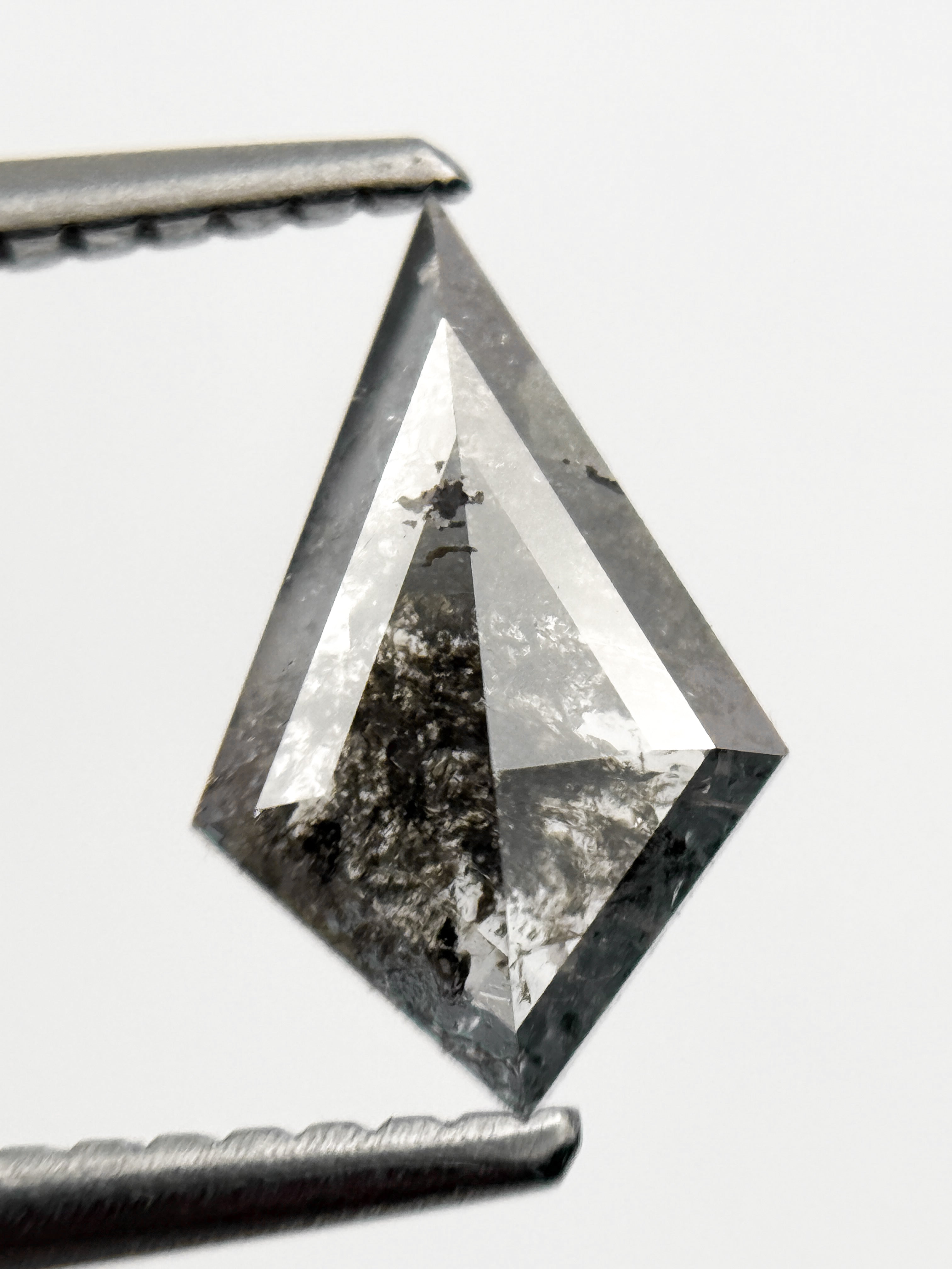 0.70 Ct Kite Rose Cut Grey Natural Salt and Pepper Diamond