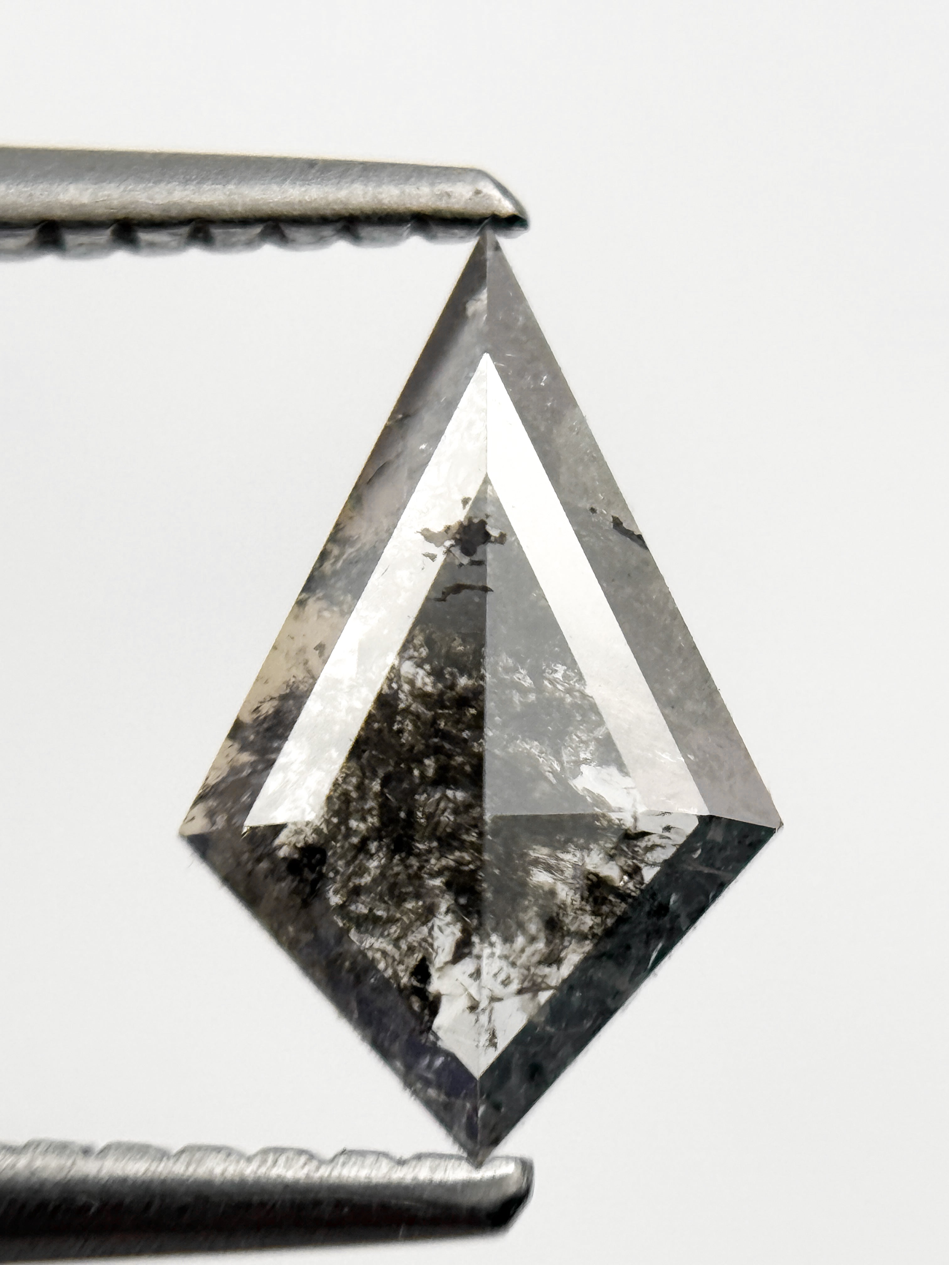 0.70 Ct Kite Rose Cut Grey Natural Salt and Pepper Diamond