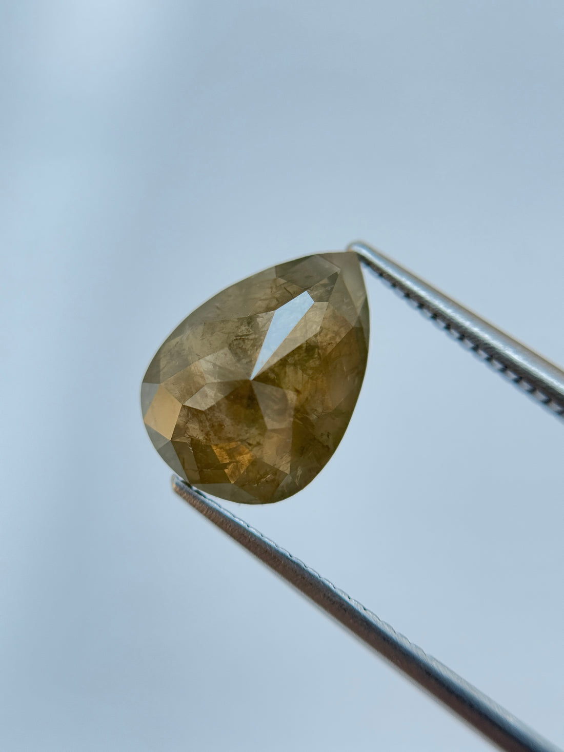 5.84 Ct Pear Rose Cut Grey Natural Salt and Pepper Diamond