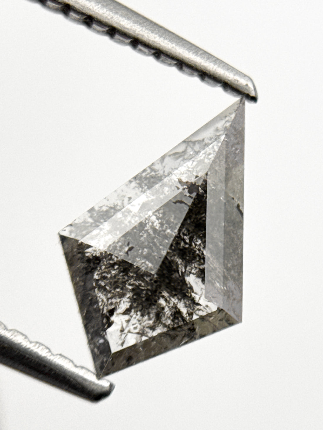 0.70 Ct Kite Rose Cut Grey Natural Salt and Pepper Diamond