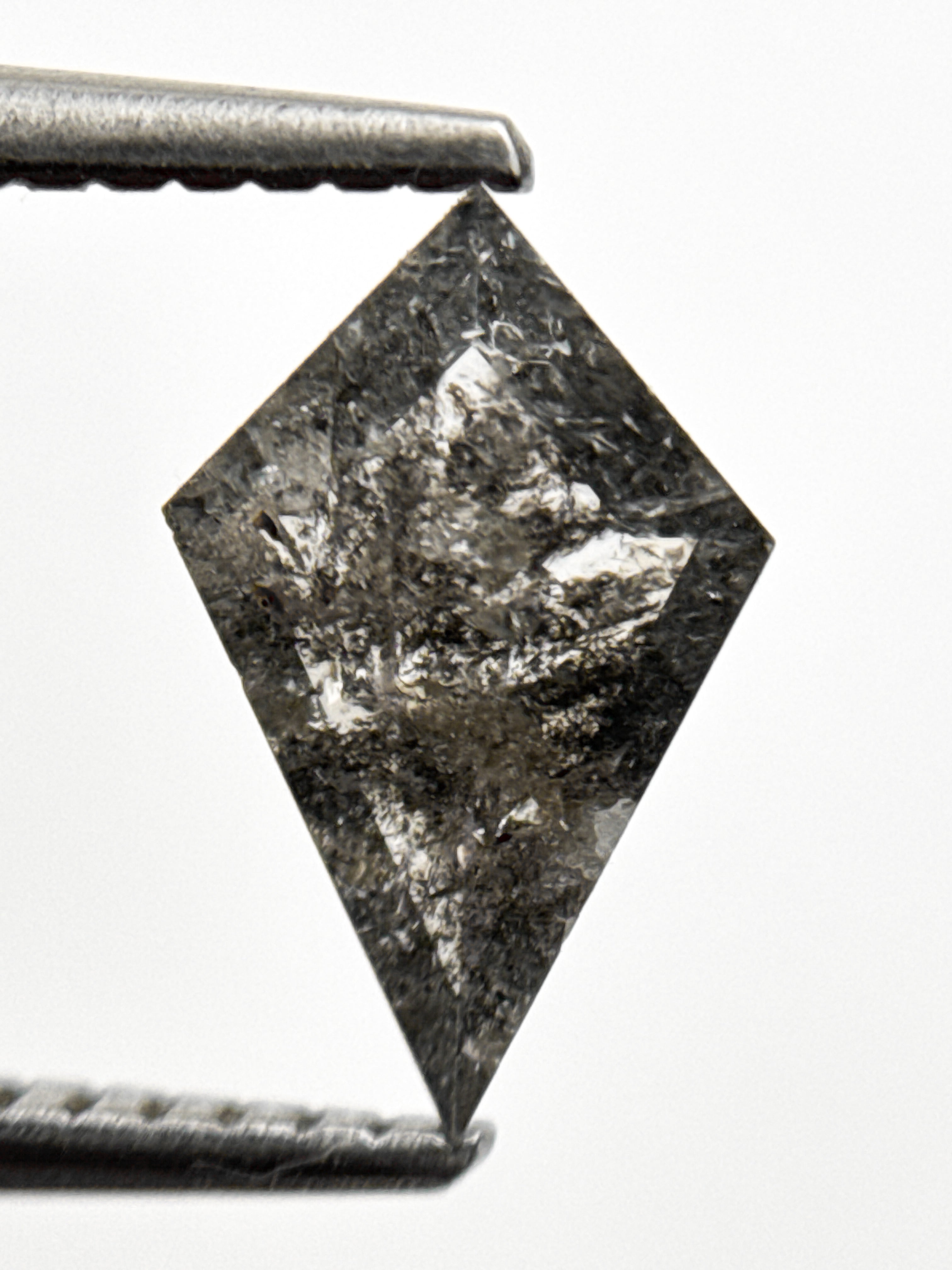 0.70 Ct Kite Rose Cut Grey Natural Salt and Pepper Diamond