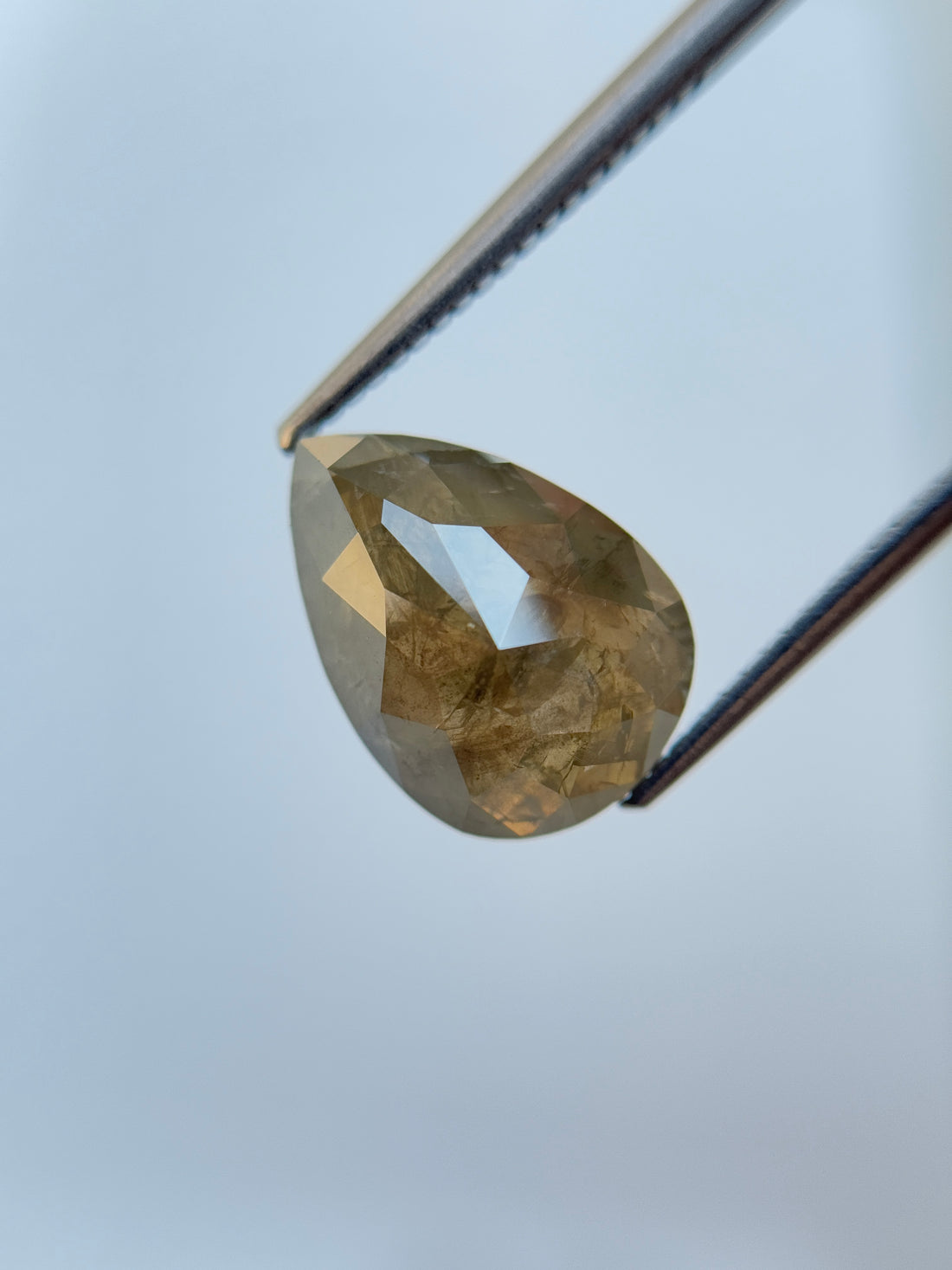5.84 Ct Pear Rose Cut Grey Natural Salt and Pepper Diamond