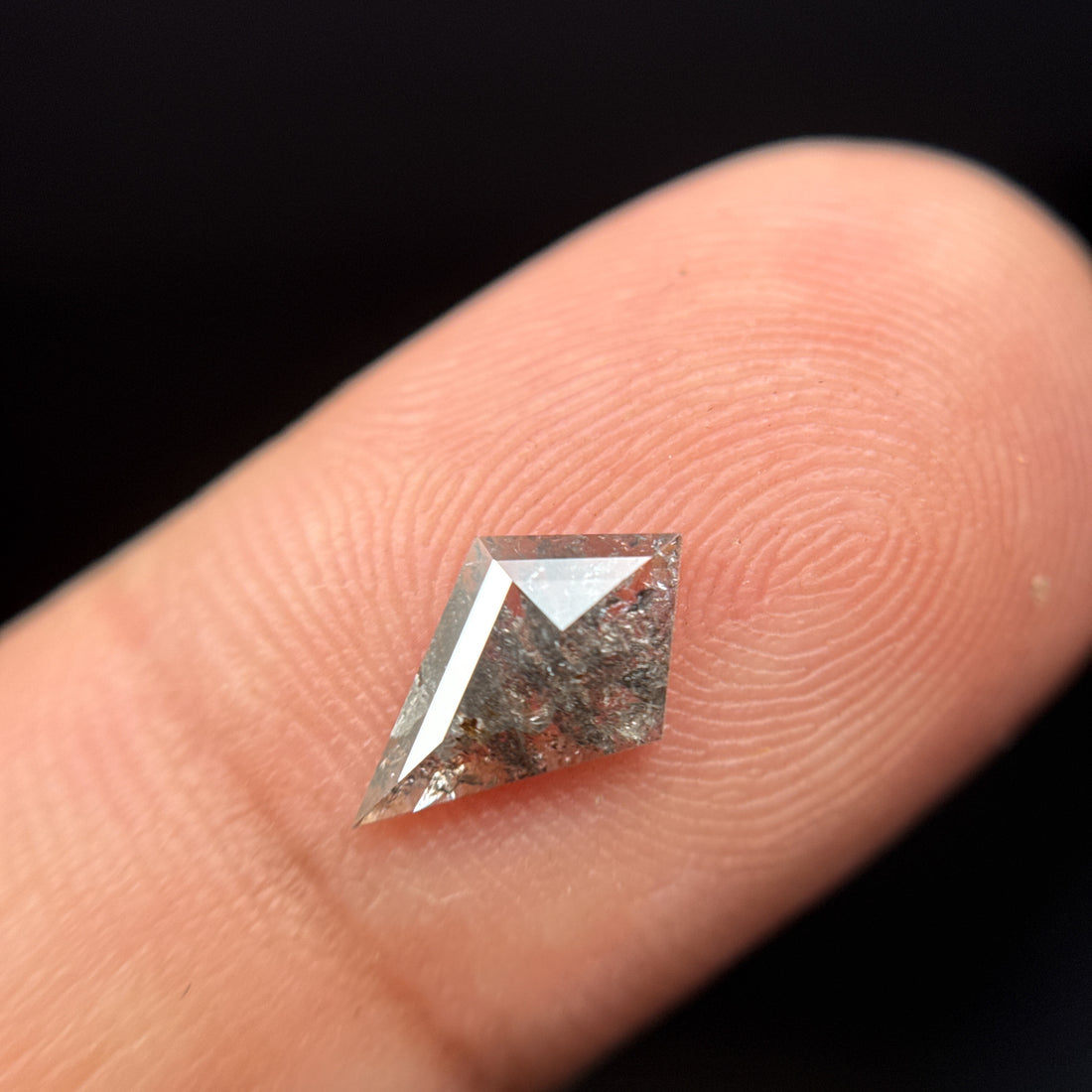 0.70 Ct Kite Rose Cut Grey Natural Salt and Pepper Diamond