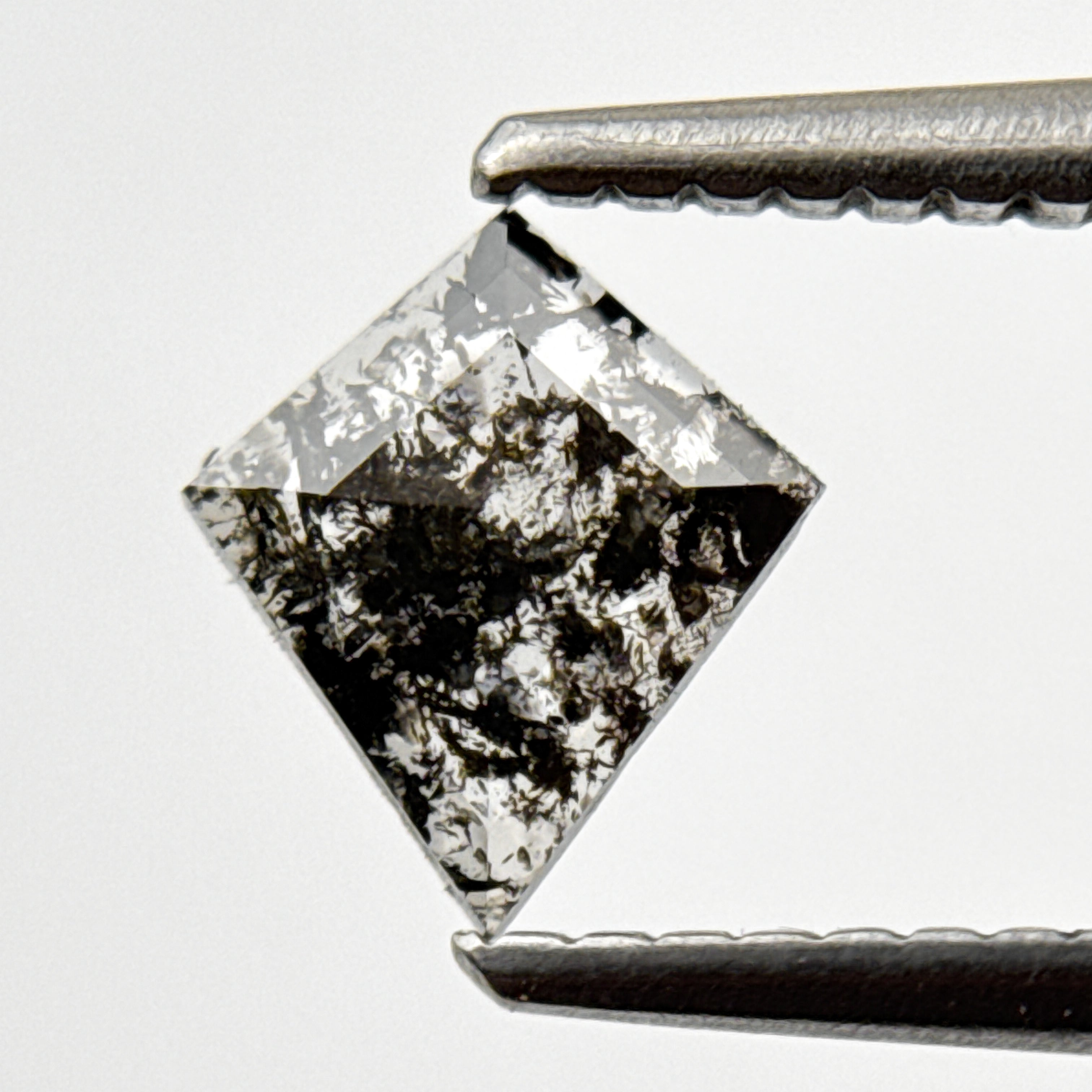 0.39 Ct Kite Rose Cut Grey Natural Salt and Pepper Diamond