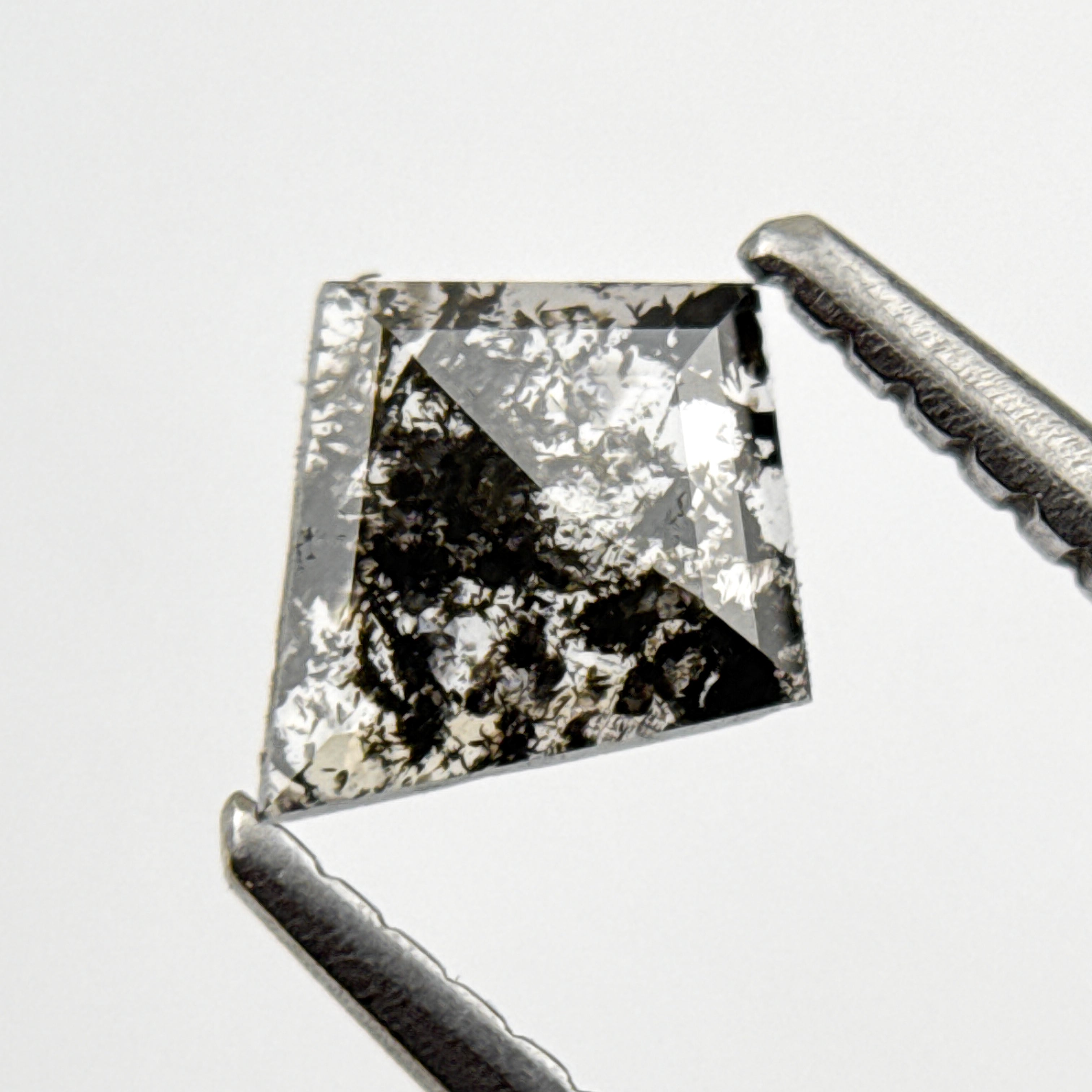 0.39 Ct Kite Rose Cut Grey Natural Salt and Pepper Diamond