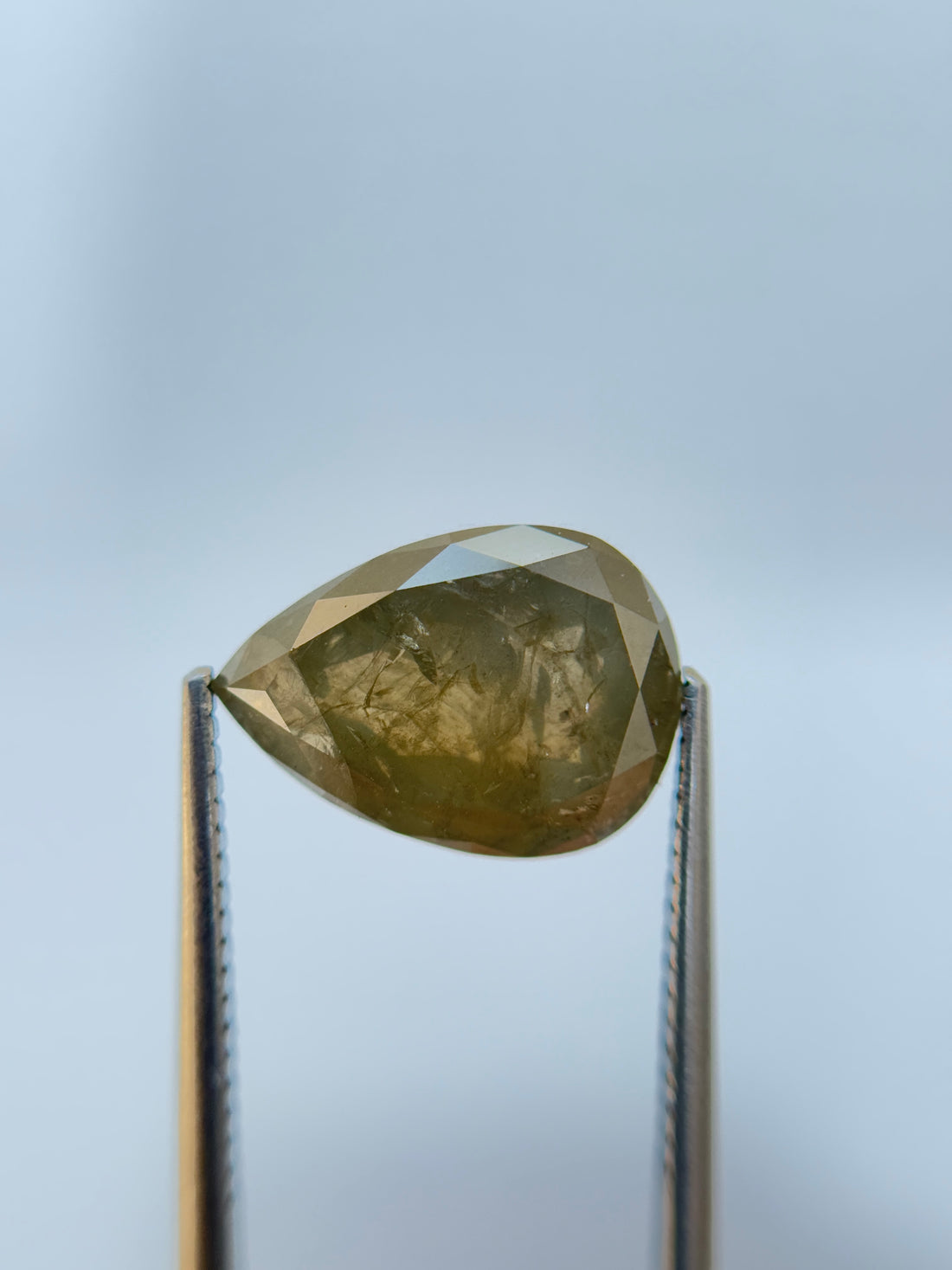 5.84 Ct Pear Rose Cut Grey Natural Salt and Pepper Diamond