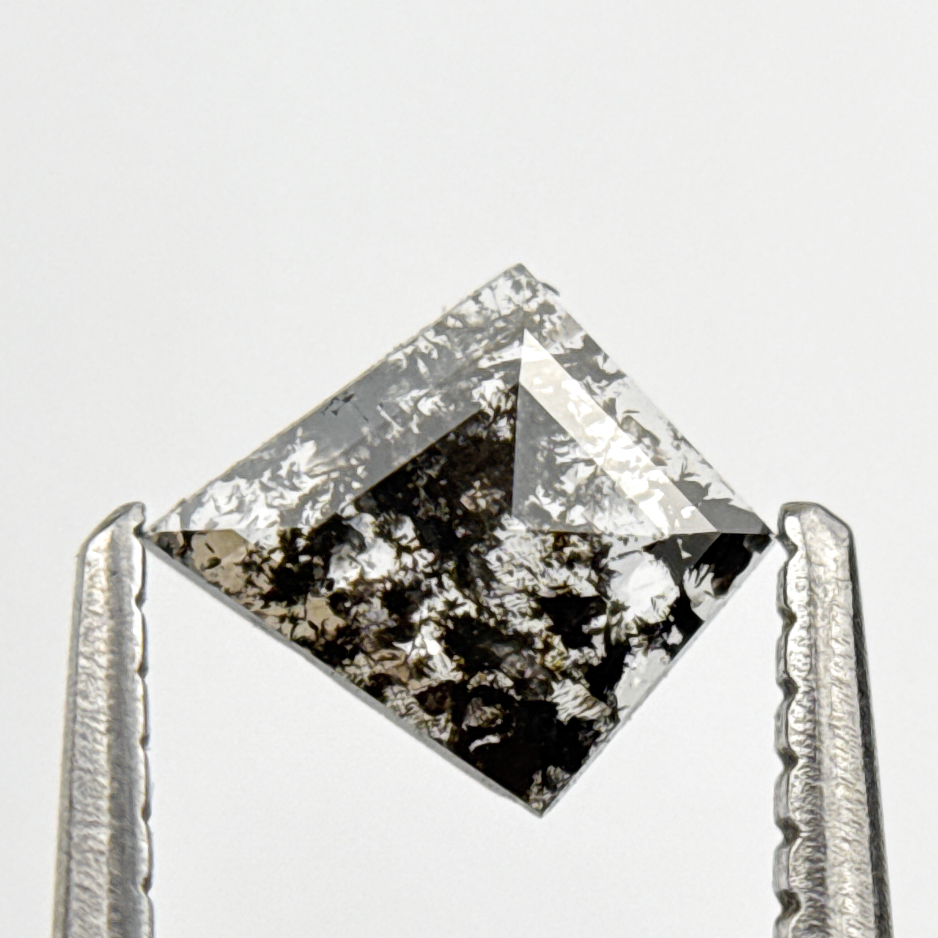 0.39 Ct Kite Rose Cut Grey Natural Salt and Pepper Diamond