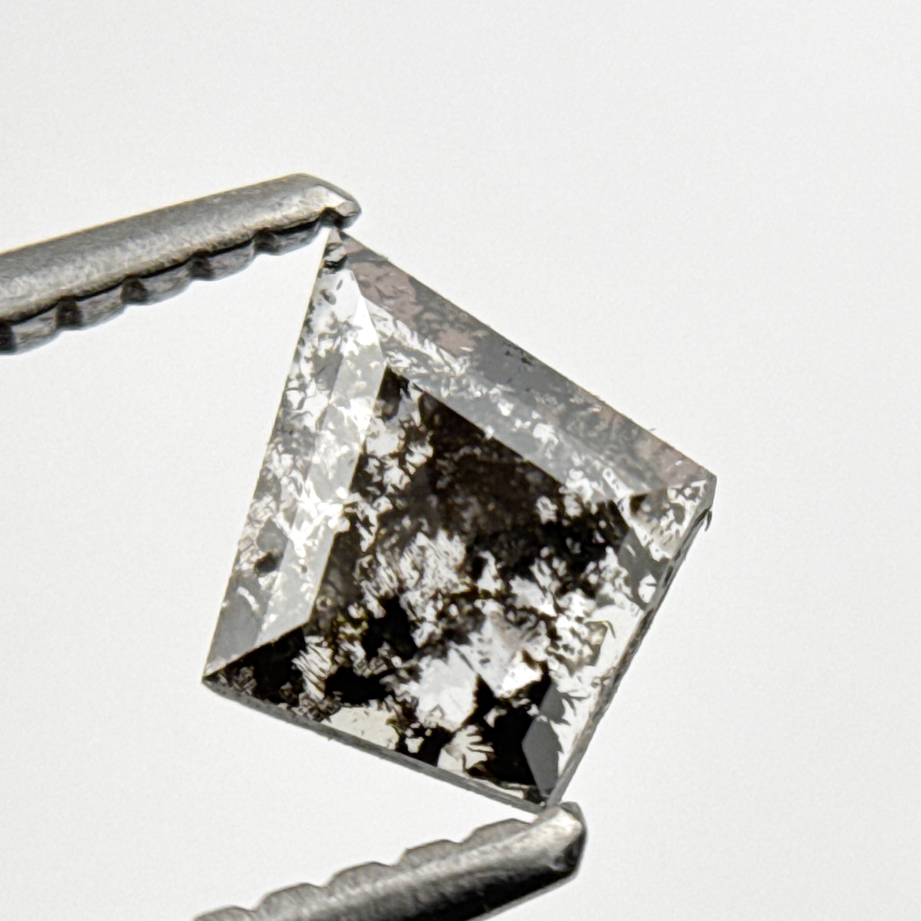 0.39 Ct Kite Rose Cut Grey Natural Salt and Pepper Diamond