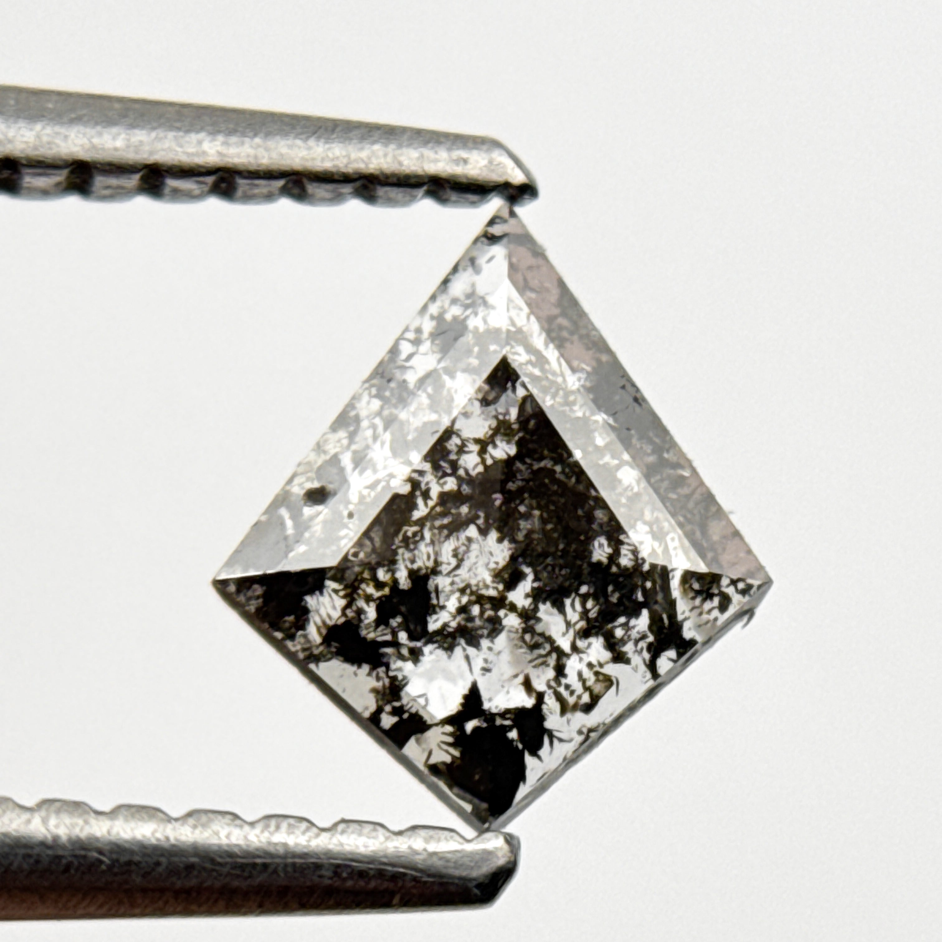 0.39 Ct Kite Rose Cut Grey Natural Salt and Pepper Diamond