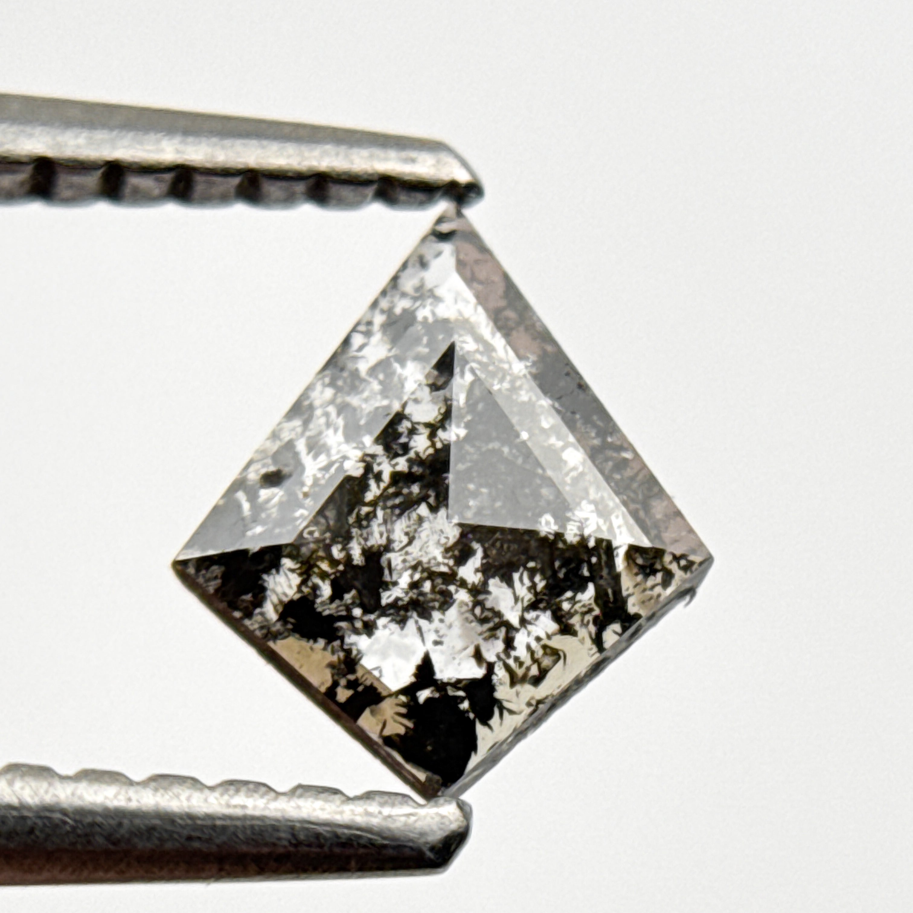 0.39 Ct Kite Rose Cut Grey Natural Salt and Pepper Diamond