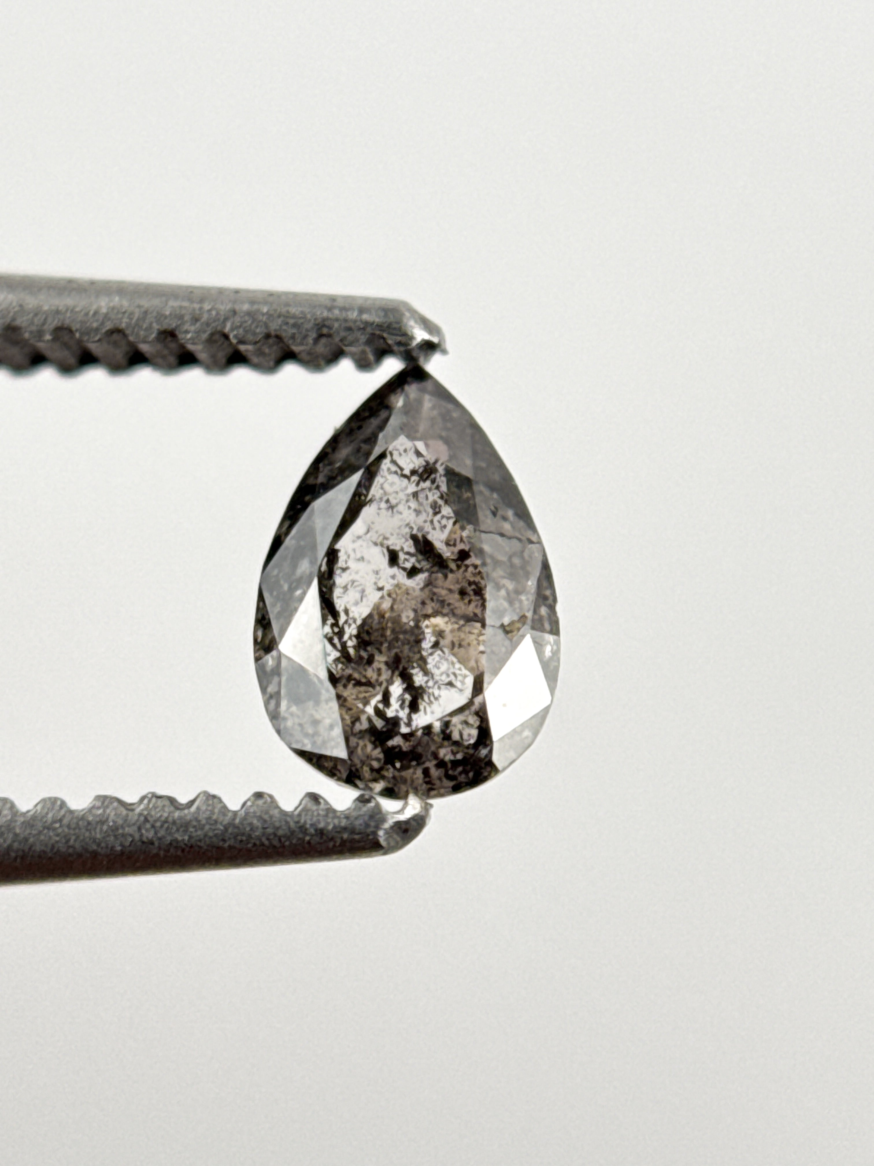 0.29 Ct Pear Rose Cut Grey Natural Minimalist Diamond