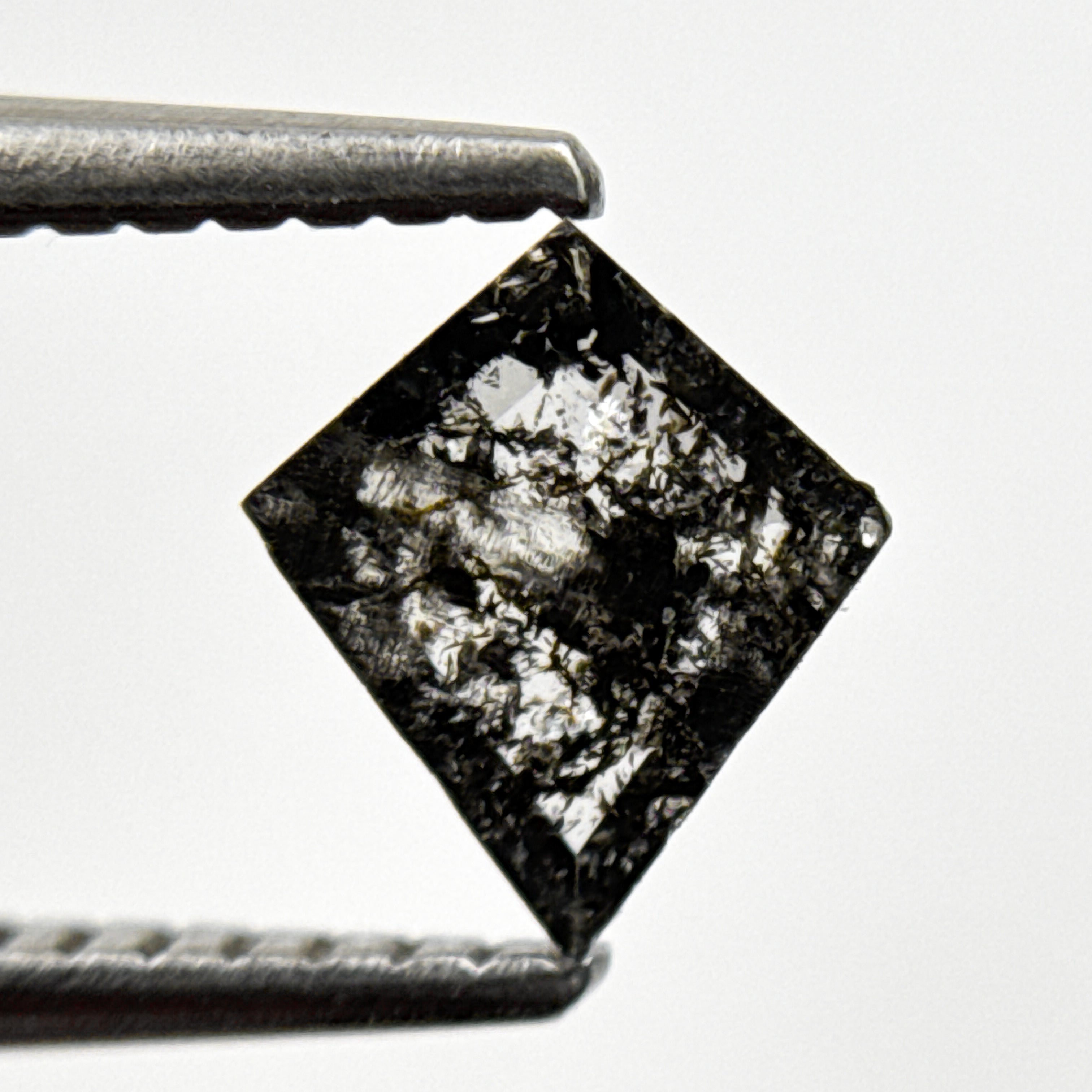 0.39 Ct Kite Rose Cut Grey Natural Salt and Pepper Diamond
