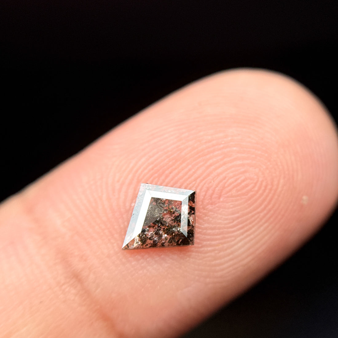 0.39 Ct Kite Rose Cut Grey Natural Salt and Pepper Diamond