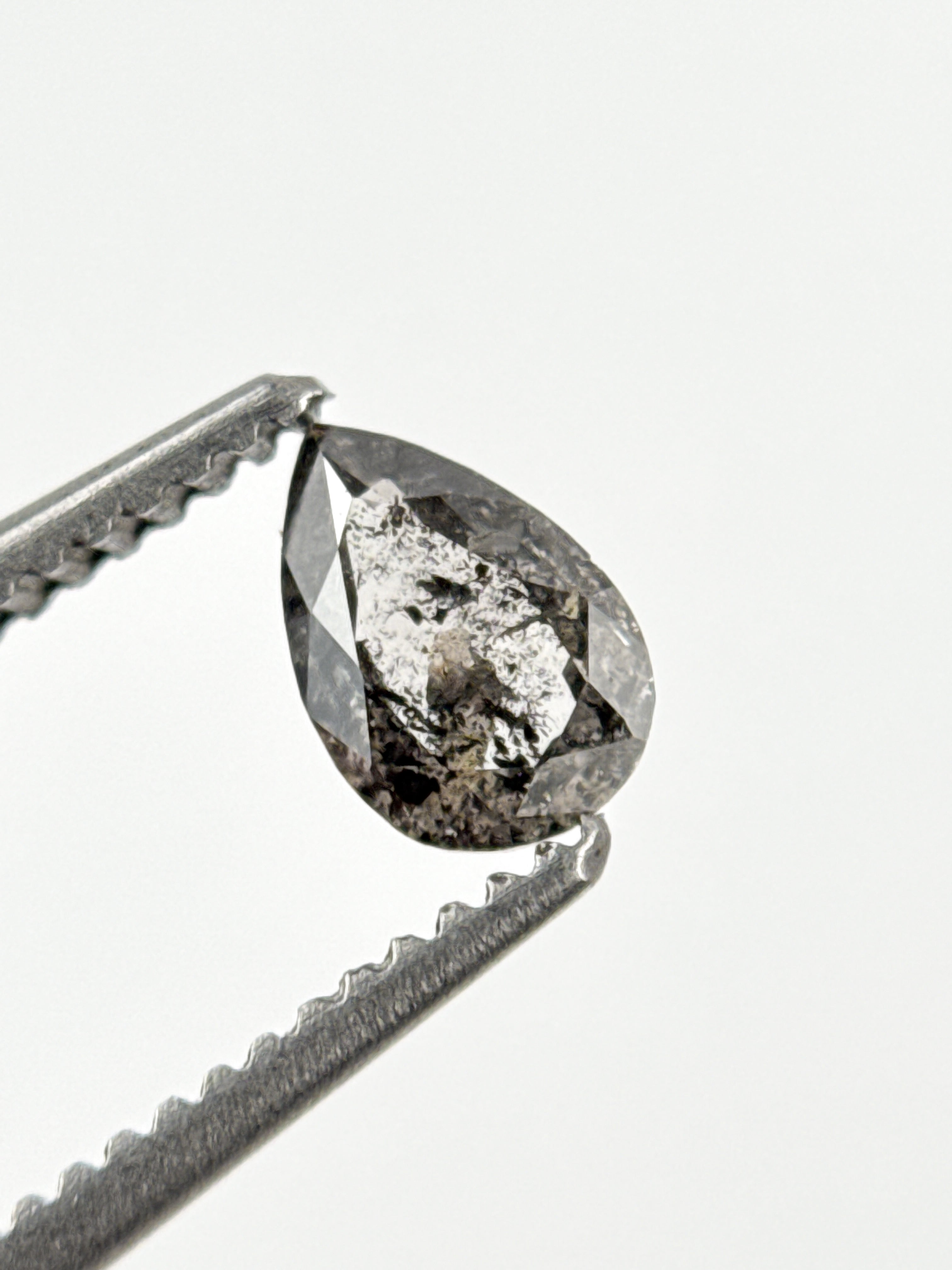 0.29 Ct Pear Rose Cut Grey Natural Minimalist Diamond