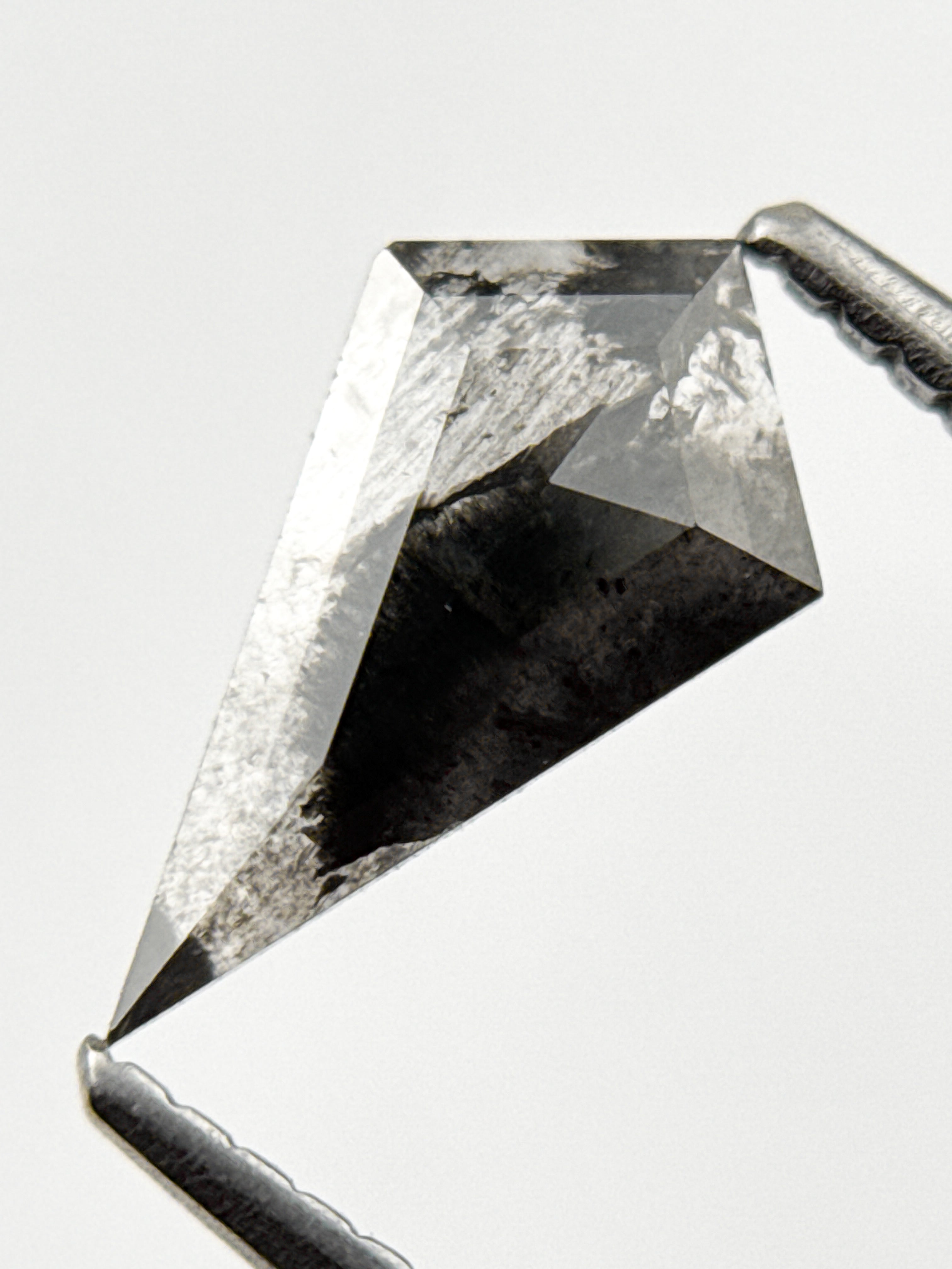 0.69 Ct Kite Rose Cut Grey Natural Salt and Pepper Diamond