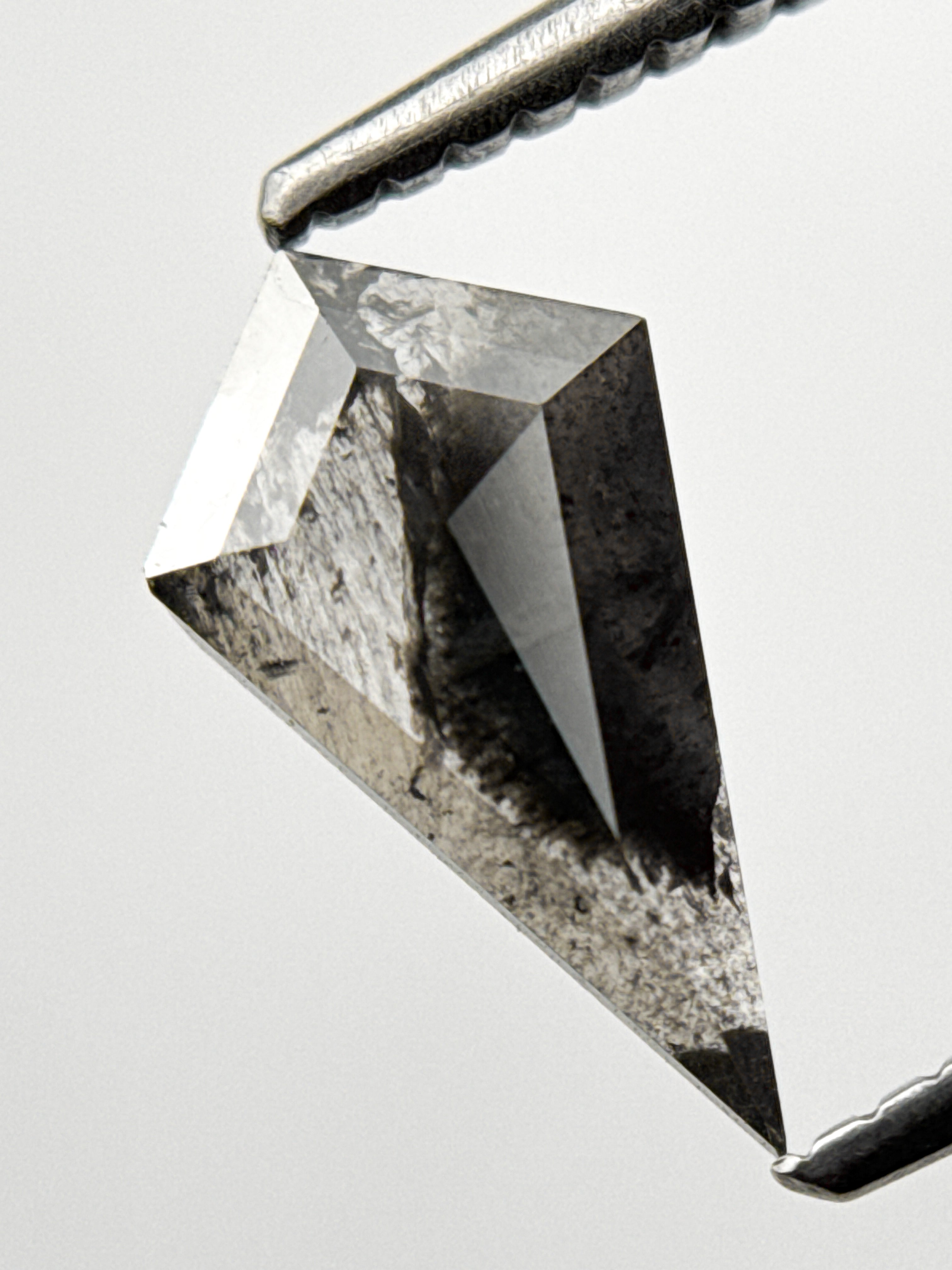 0.69 Ct Kite Rose Cut Grey Natural Salt and Pepper Diamond