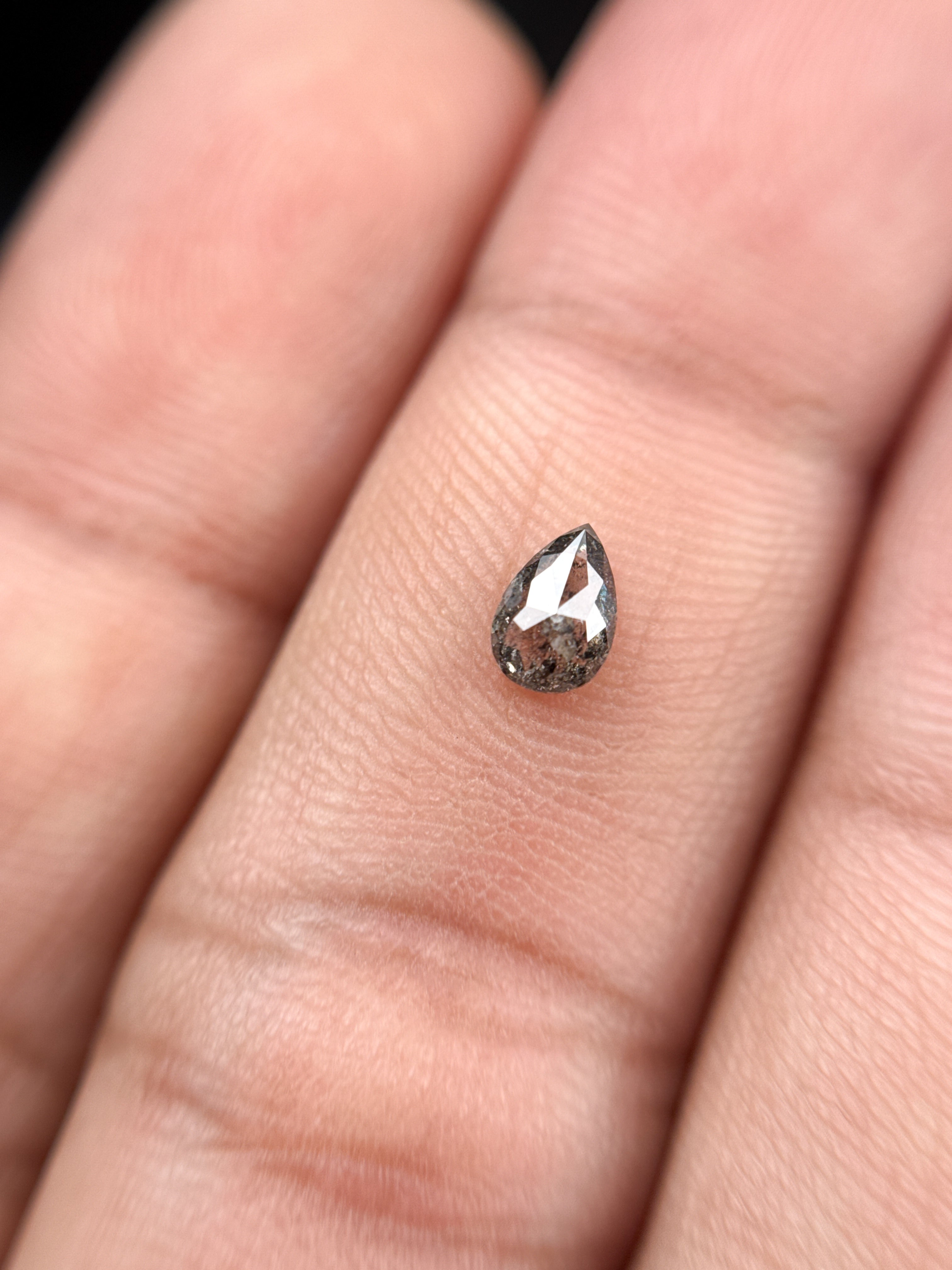0.29 Ct Pear Rose Cut Grey Natural Minimalist Diamond