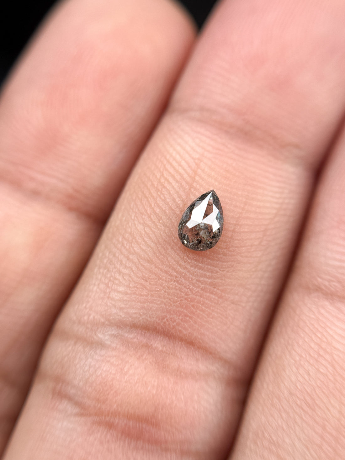 0.29 Ct Pear Rose Cut Grey Natural Minimalist Diamond