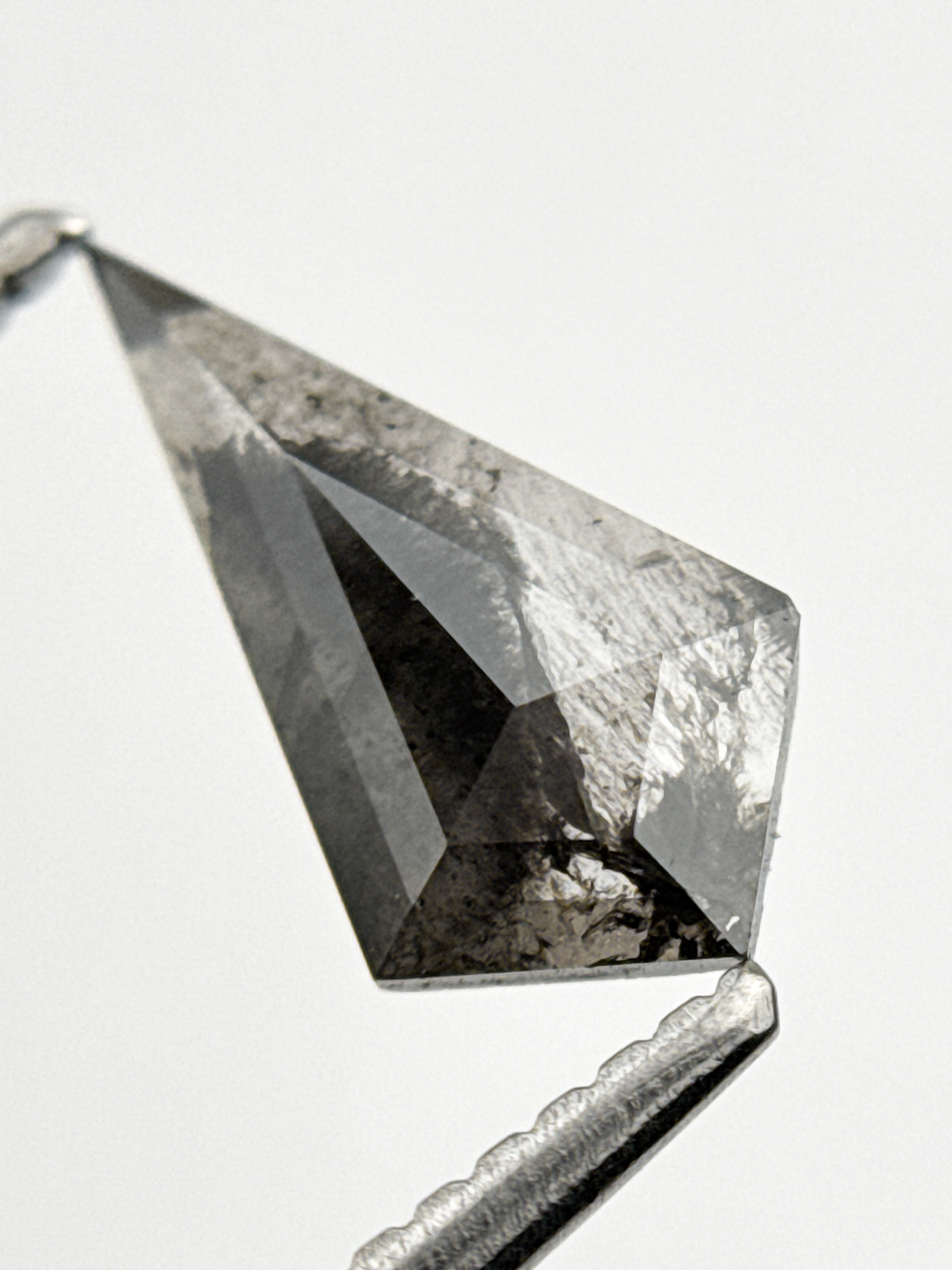 0.69 Ct Kite Rose Cut Grey Natural Salt and Pepper Diamond