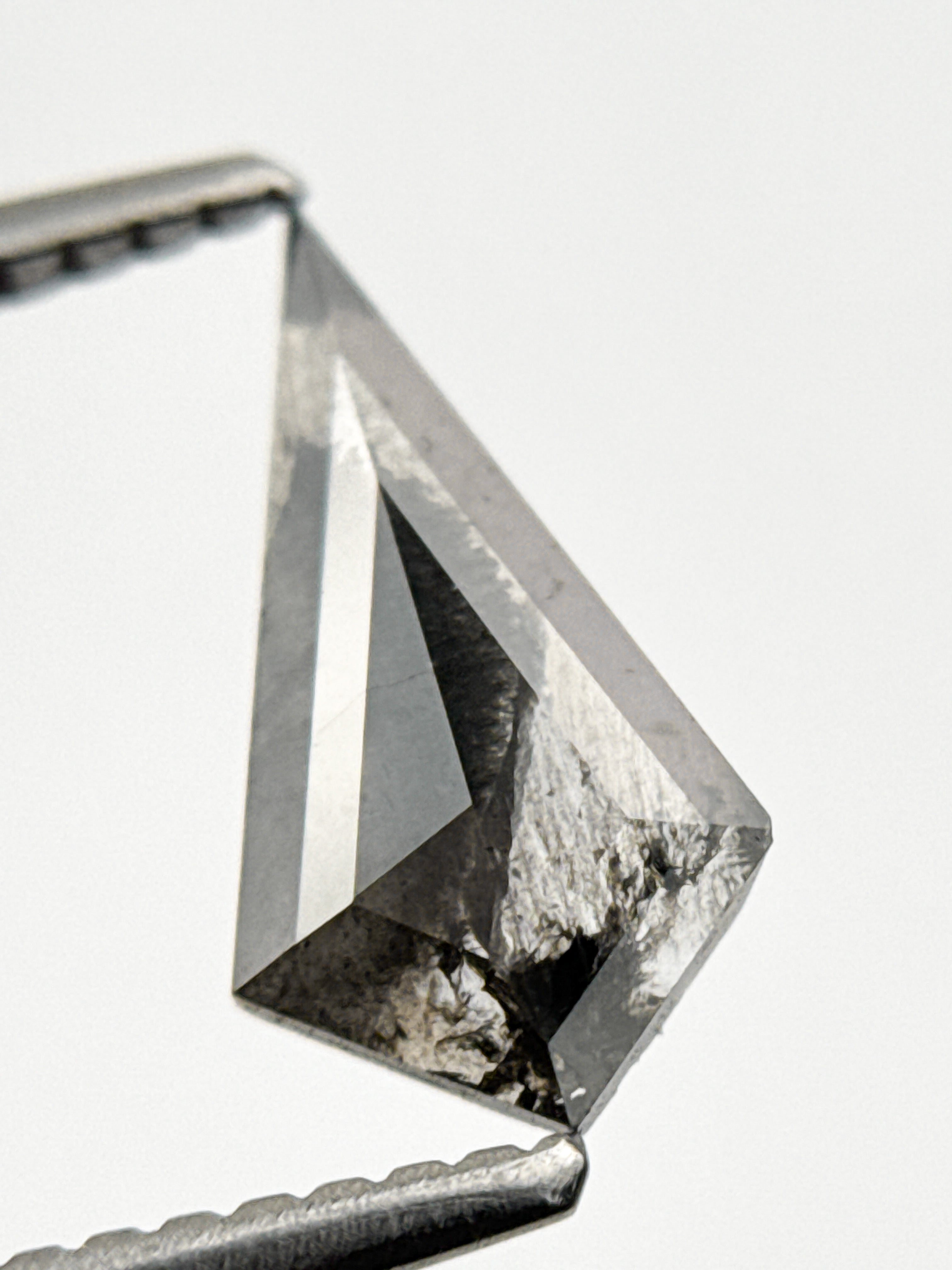 0.69 Ct Kite Rose Cut Grey Natural Salt and Pepper Diamond