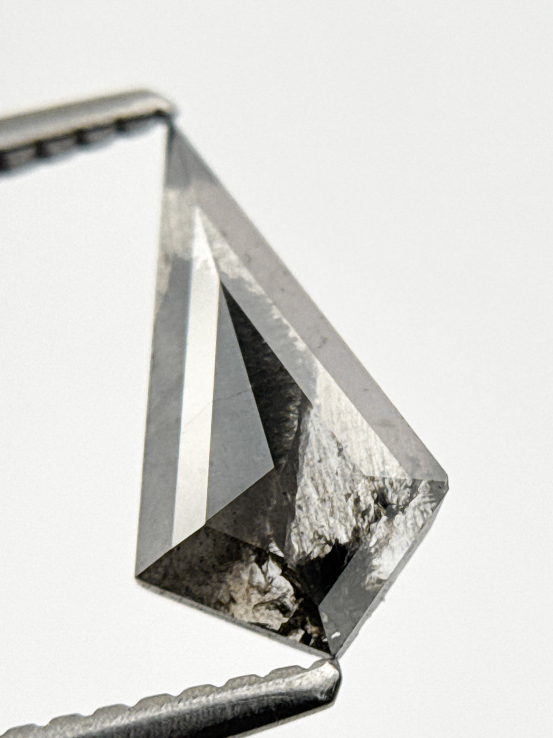 0.69 Ct Kite Rose Cut Grey Natural Salt and Pepper Diamond