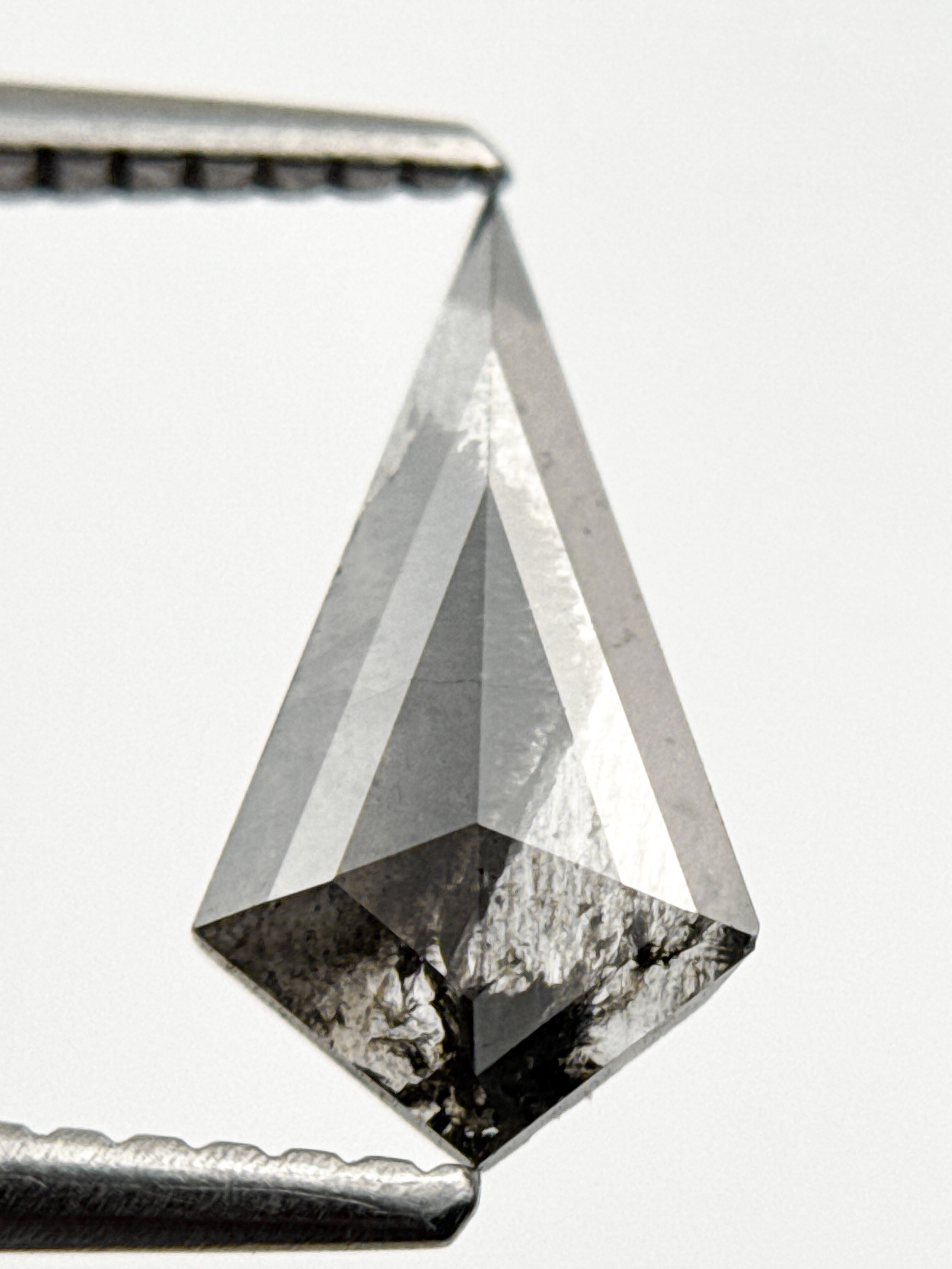 0.69 Ct Kite Rose Cut Grey Natural Salt and Pepper Diamond