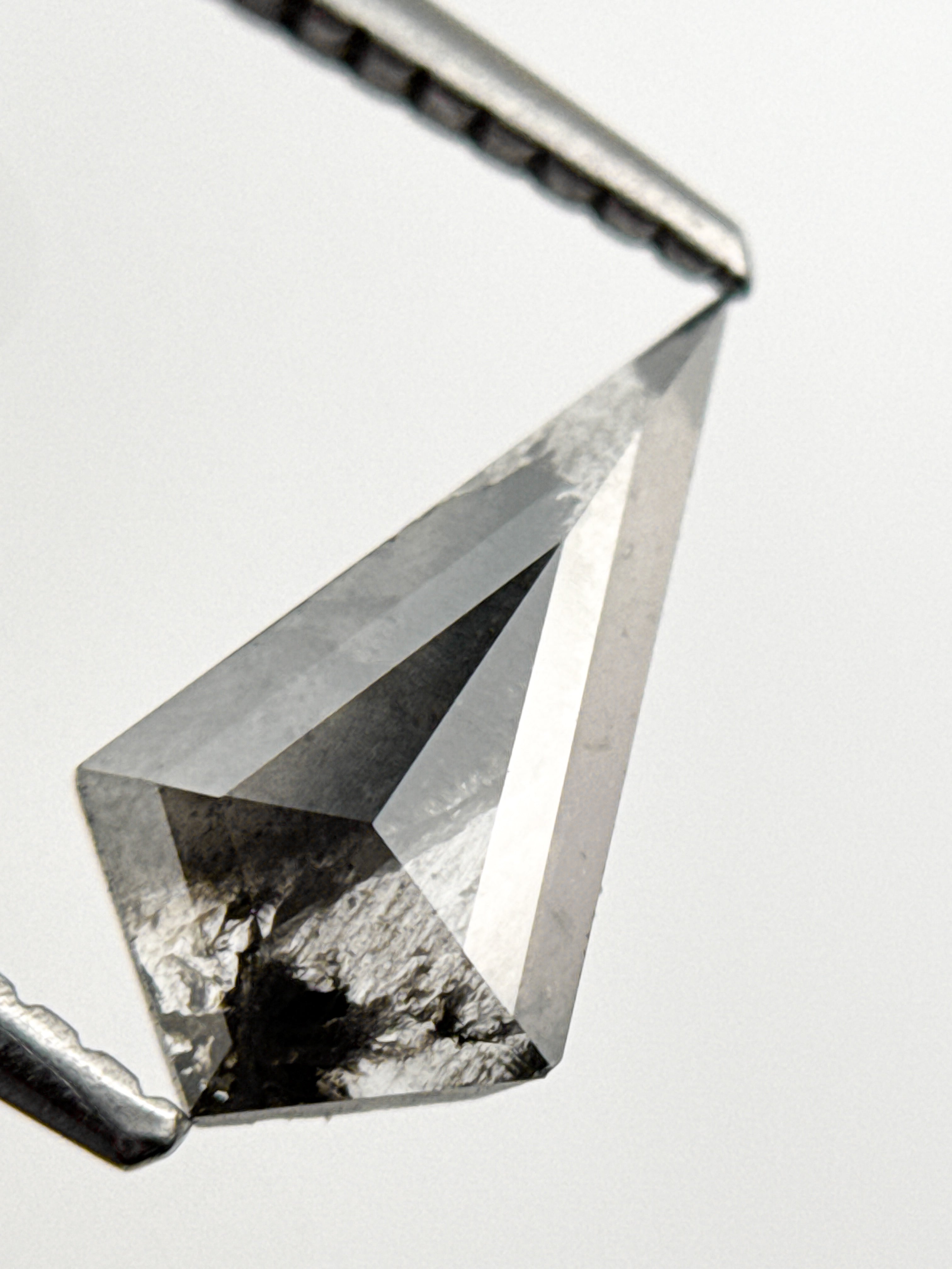 0.69 Ct Kite Rose Cut Grey Natural Salt and Pepper Diamond