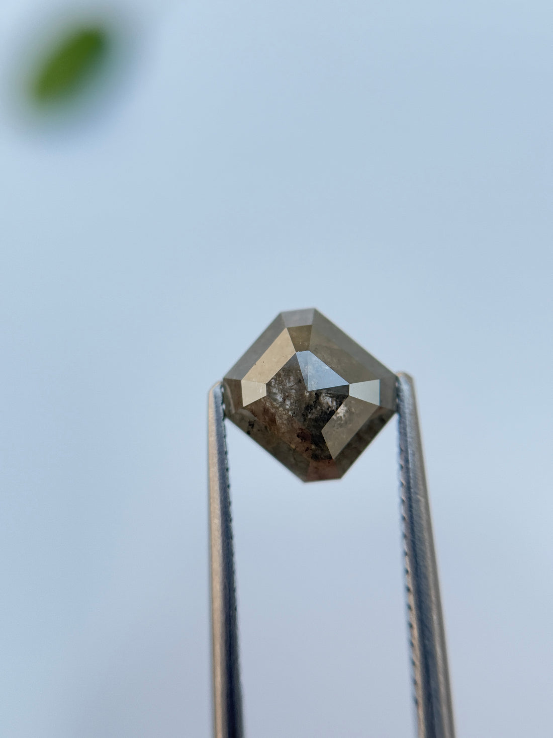 2.62 Ct Emerald Rose Cut Grey Natural Salt and Pepper Diamond