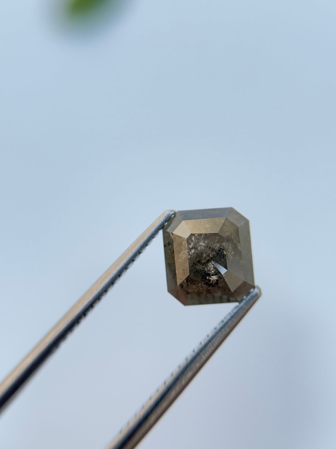 2.62 Ct Emerald Rose Cut Grey Natural Salt and Pepper Diamond
