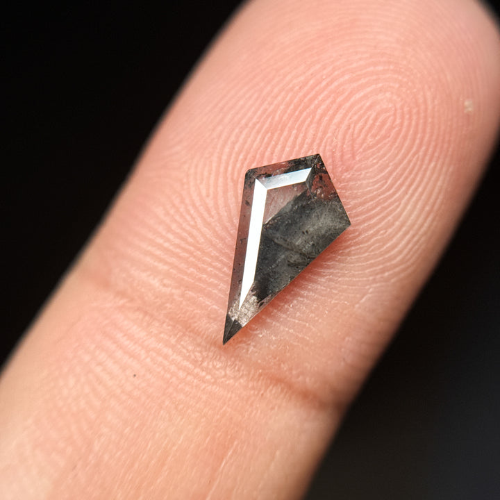0.69 Ct Kite Rose Cut Grey Natural Salt and Pepper Diamond