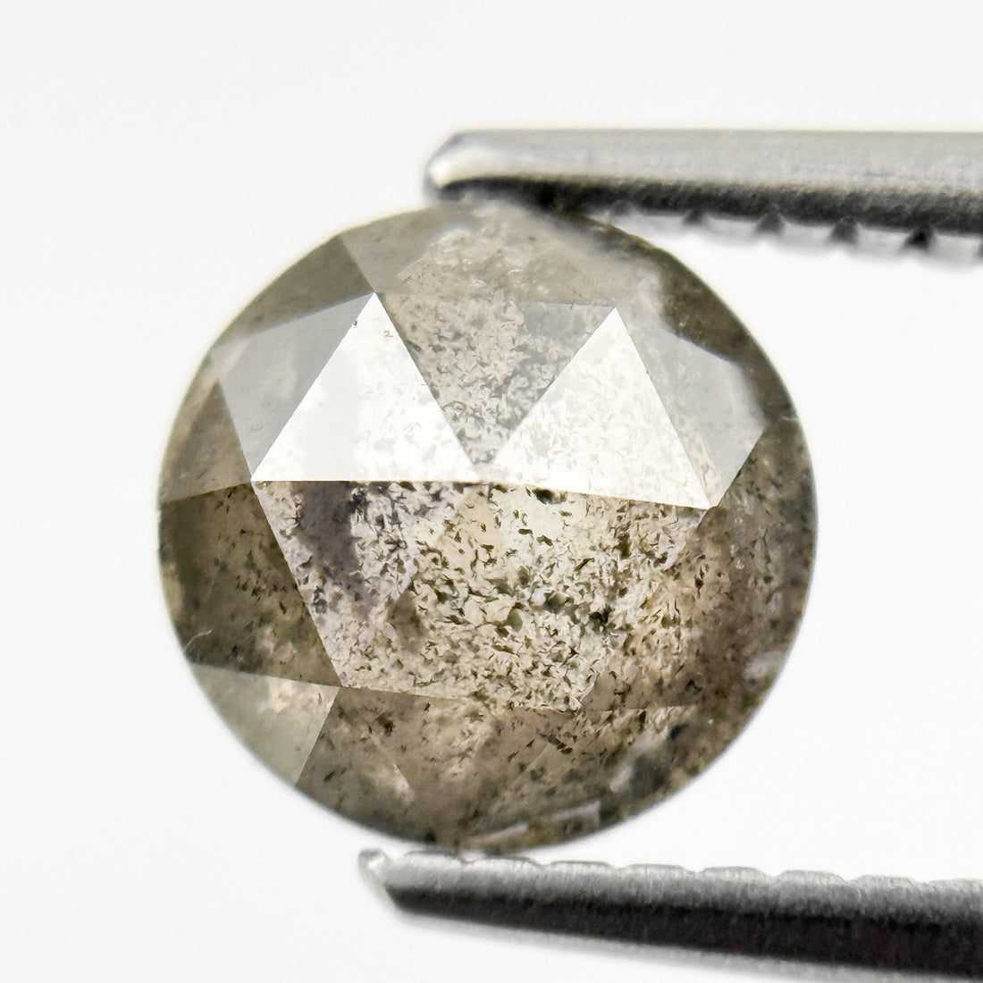 1.42 Ct Round Rose Cut Grey Natural Loose Salt and Pepper Diamond