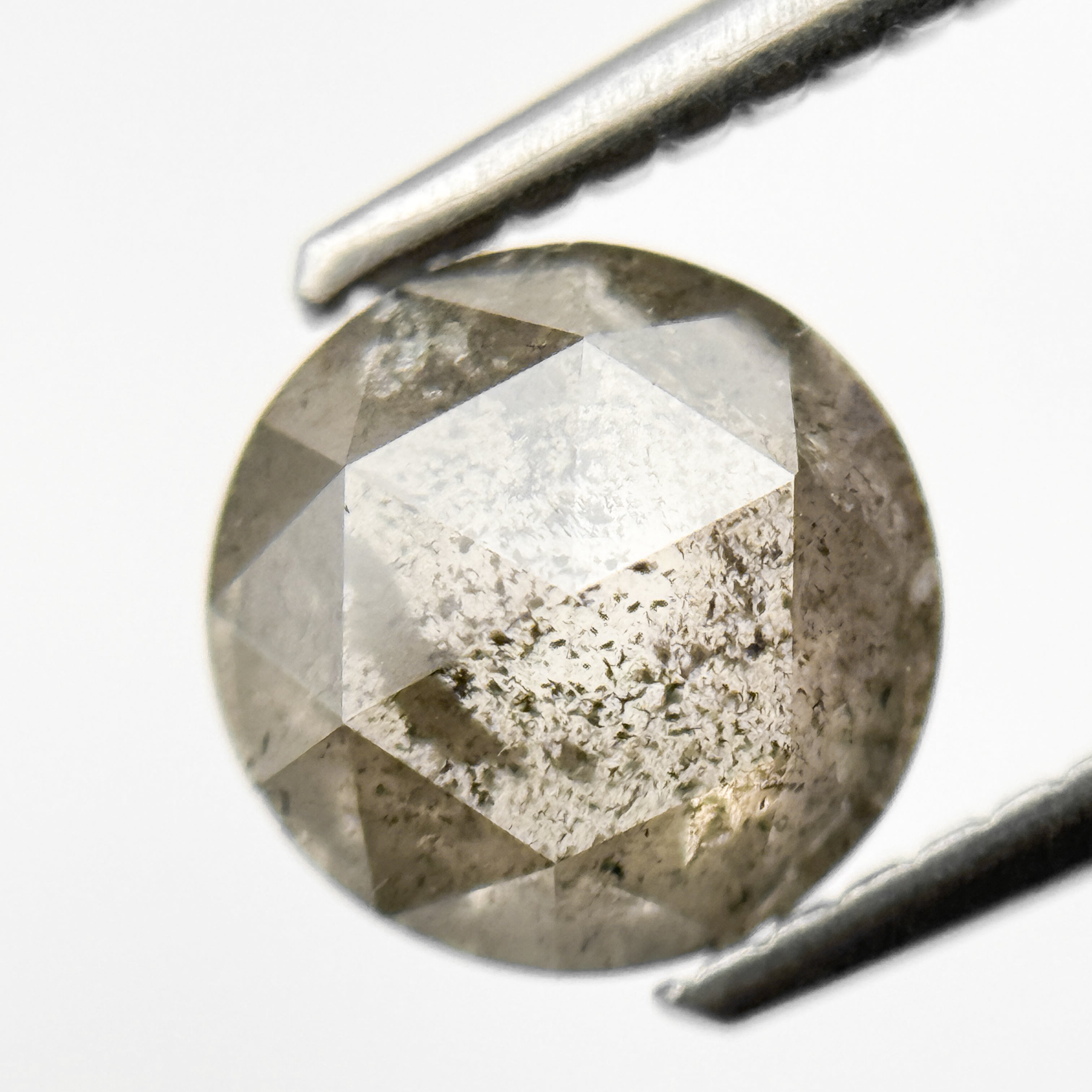 1.42 Ct Round Rose Cut Grey Natural Loose Salt and Pepper Diamond