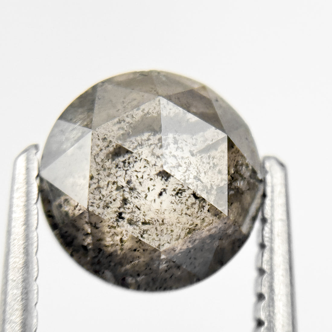 1.42 Ct Round Rose Cut Grey Natural Loose Salt and Pepper Diamond