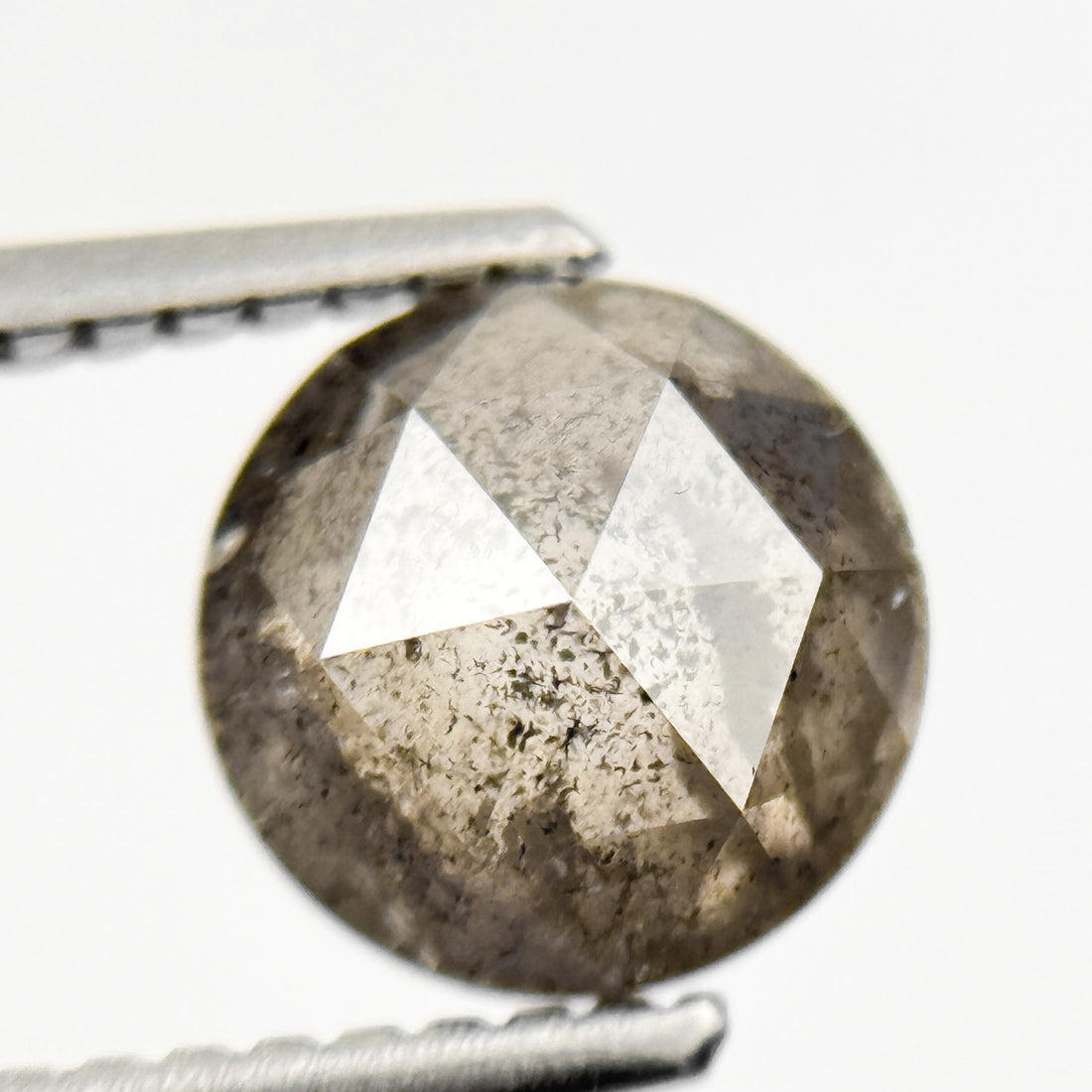 1.42 Ct Round Rose Cut Grey Natural Loose Salt and Pepper Diamond