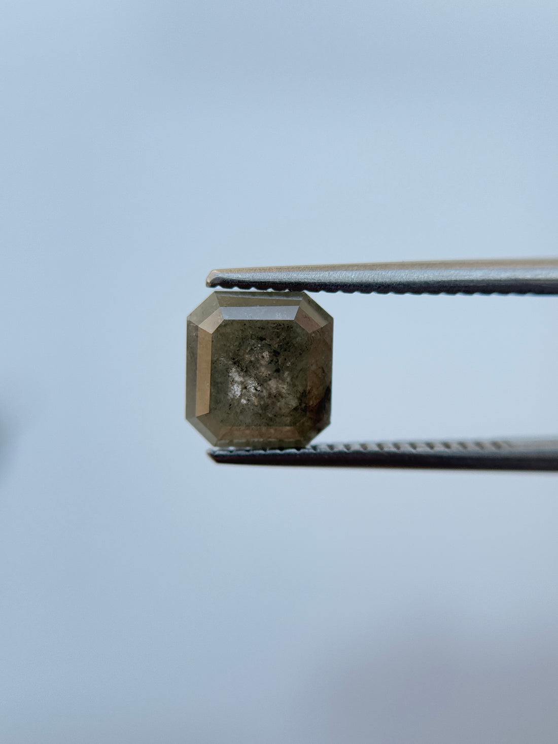 2.62 Ct Emerald Rose Cut Grey Natural Salt and Pepper Diamond