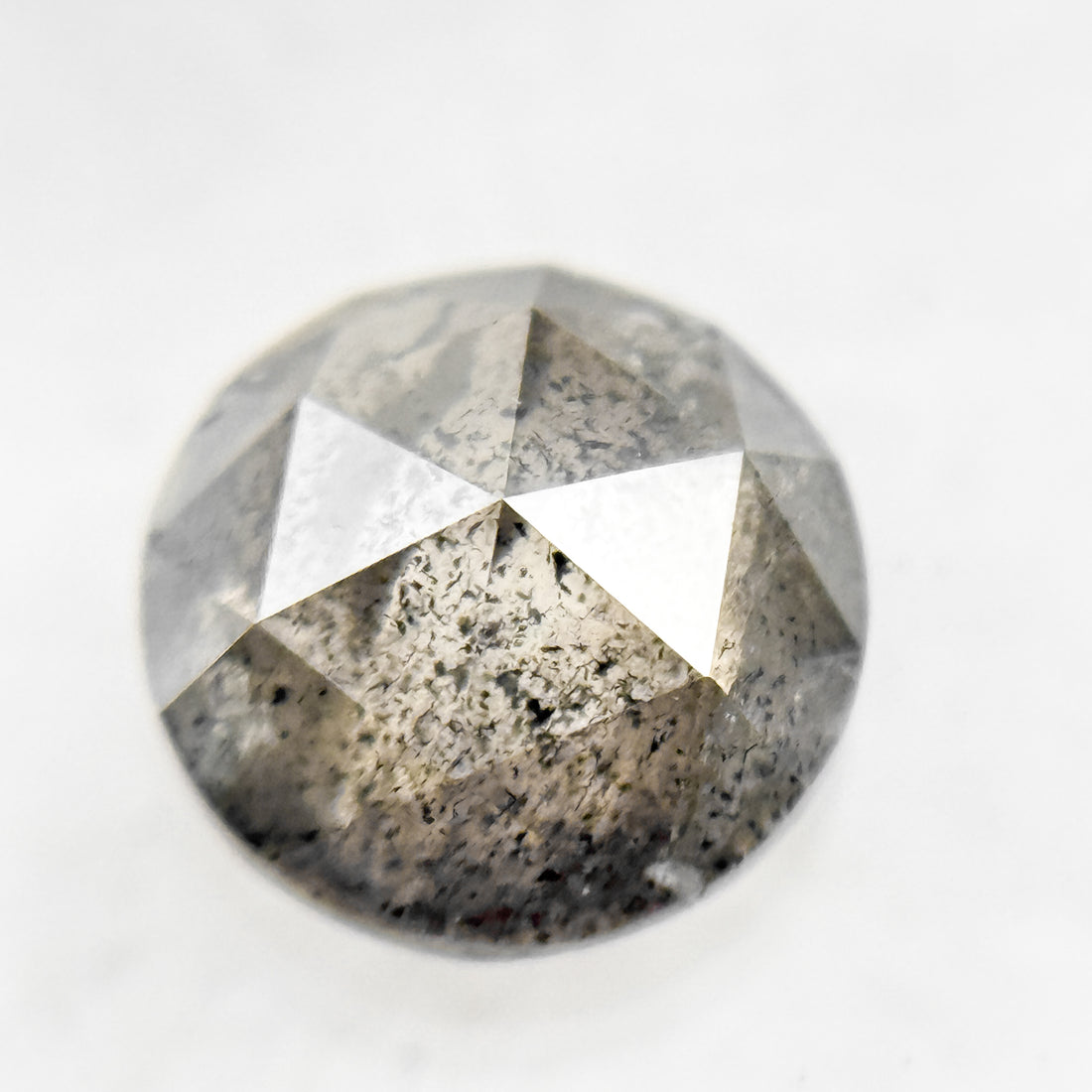 1.42 Ct Round Rose Cut Grey Natural Loose Salt and Pepper Diamond