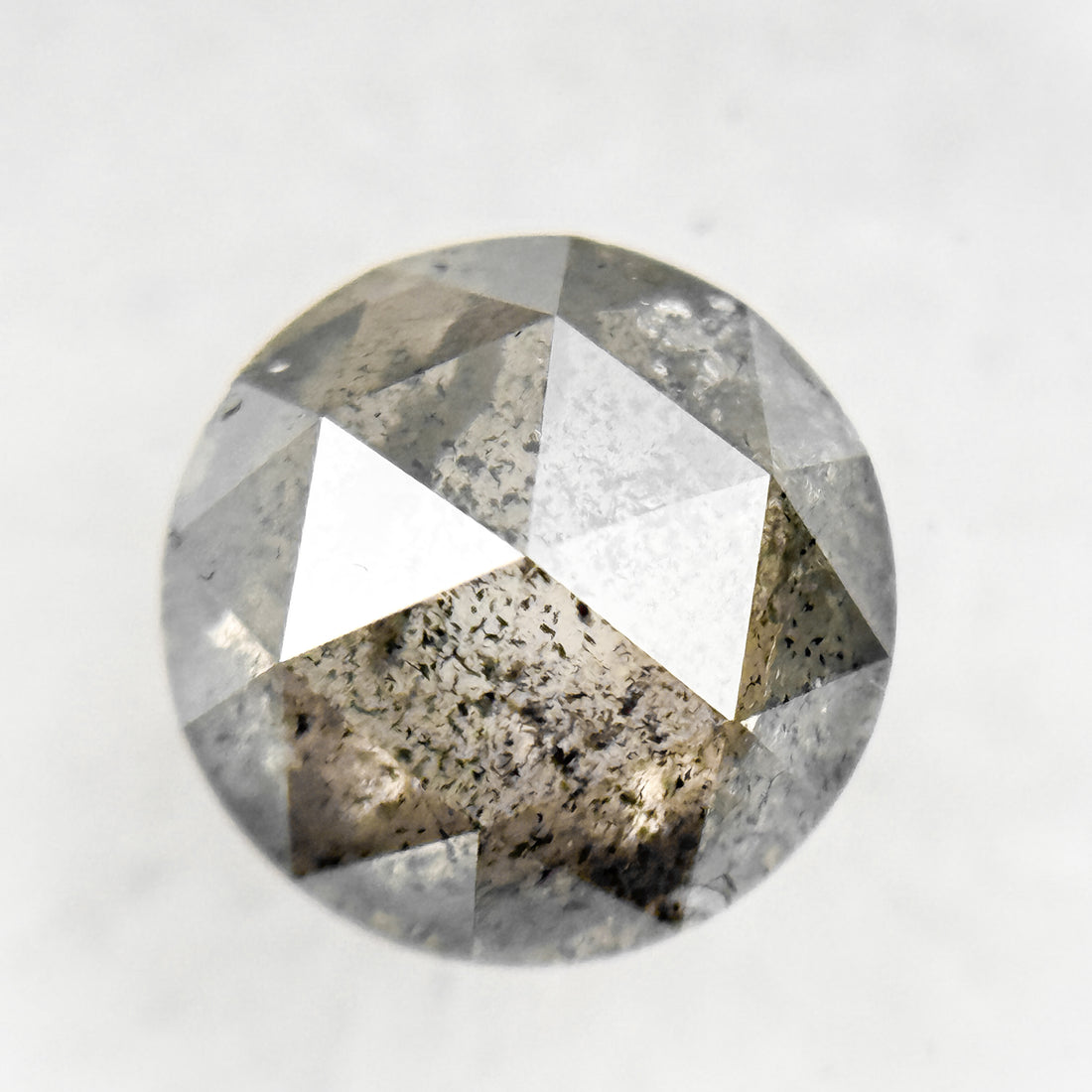 1.42 Ct Round Rose Cut Grey Natural Loose Salt and Pepper Diamond