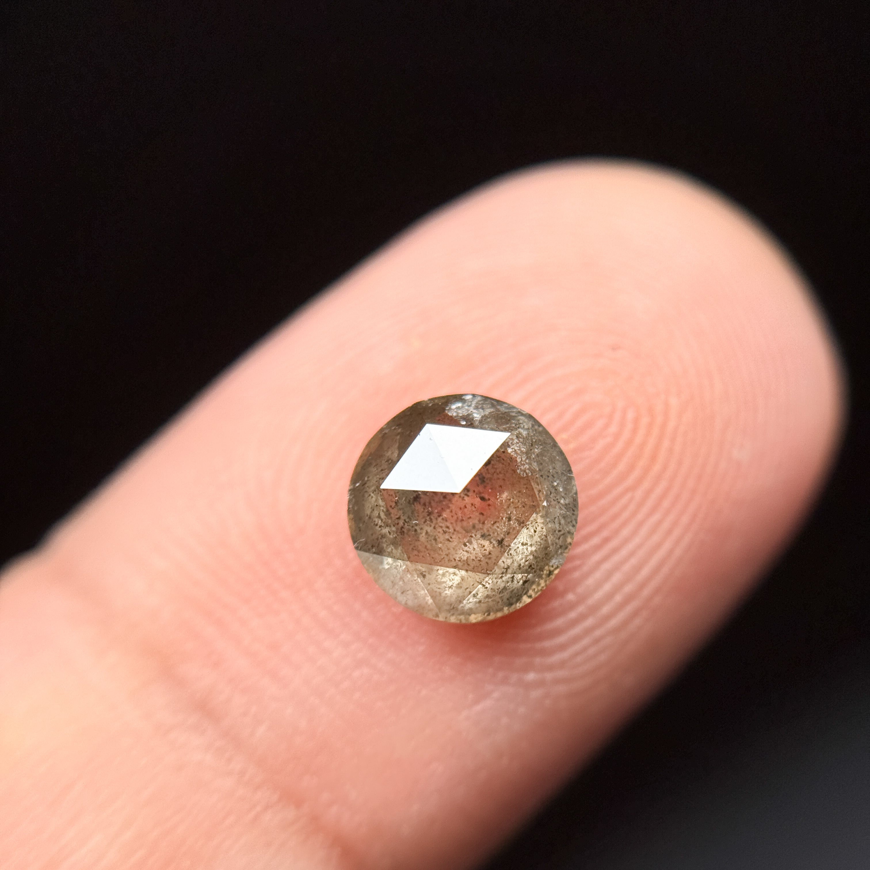 1.42 Ct Round Rose Cut Grey Natural Loose Salt and Pepper Diamond