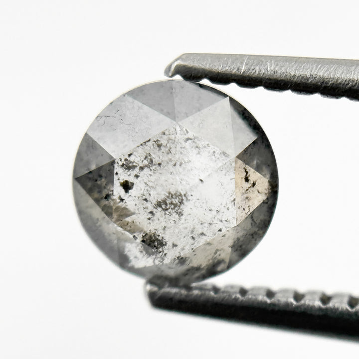 0.86 Ct Round Rose Cut Grey Natural Minimalist Salt and Pepper Diamond
