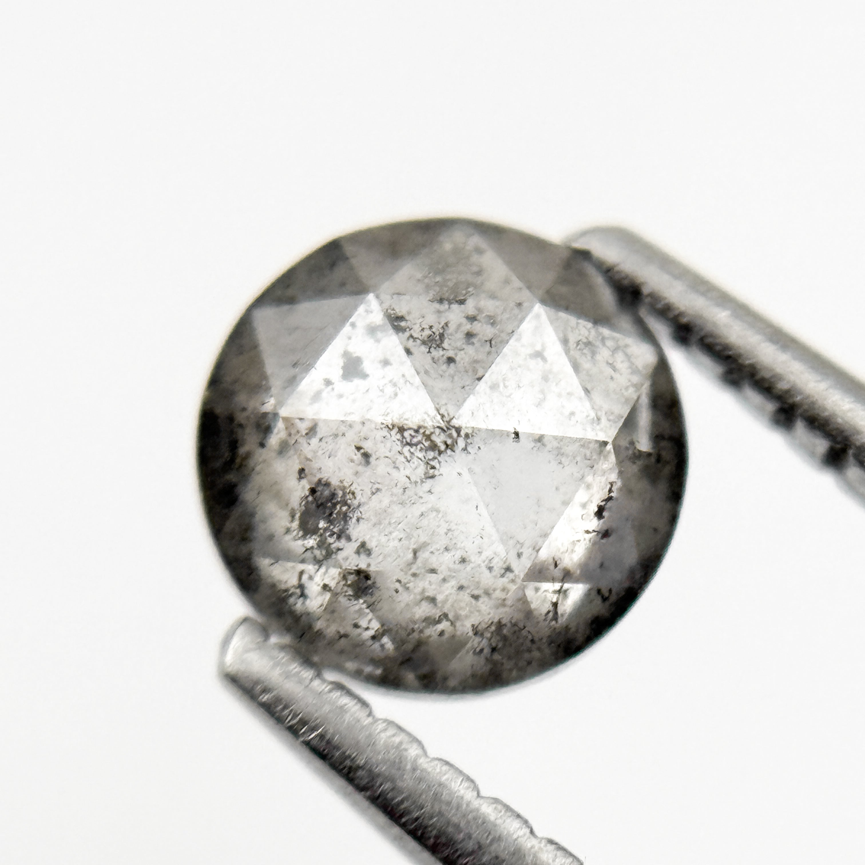 0.86 Ct Round Rose Cut Grey Natural Minimalist Salt and Pepper Diamond